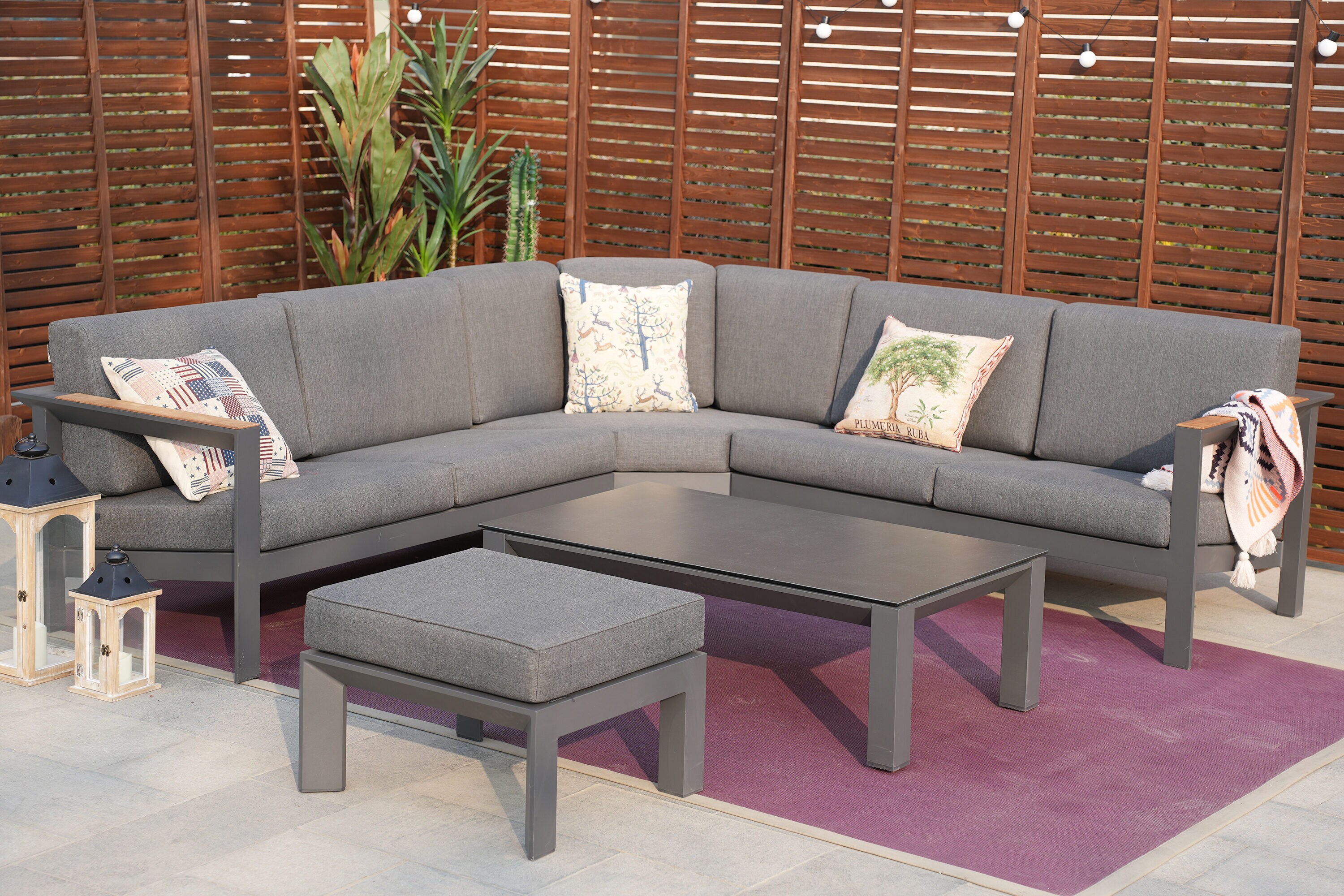 Moda Furnishings MOS-2327-BST-GR 5 -Piece Patio Conversation Set with Gray Cushions