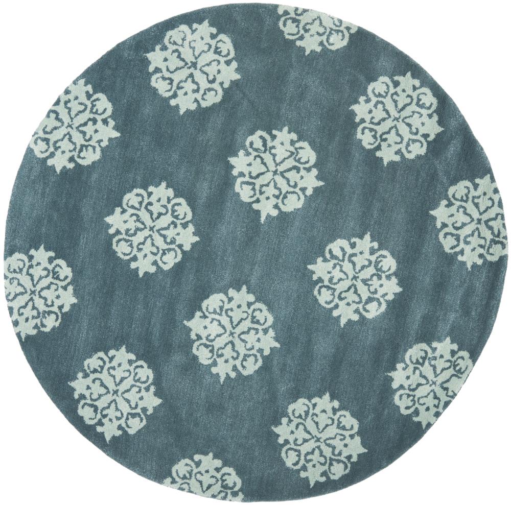 Safavieh SOH424B-6R Soho Thomas 6 x 6 (ft) Tufted Wool Blue Round Indoor Abstract Area rug