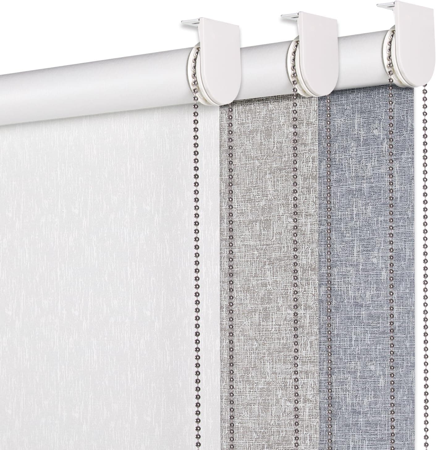 Persilux B08DJ15HCT Custom Blackout Roller Shades 72 H x 23 W Grey UV Protection Blinds for Windows Striped Jacquard Thermal Insulated Fabric Window Shades for Home and Living Room