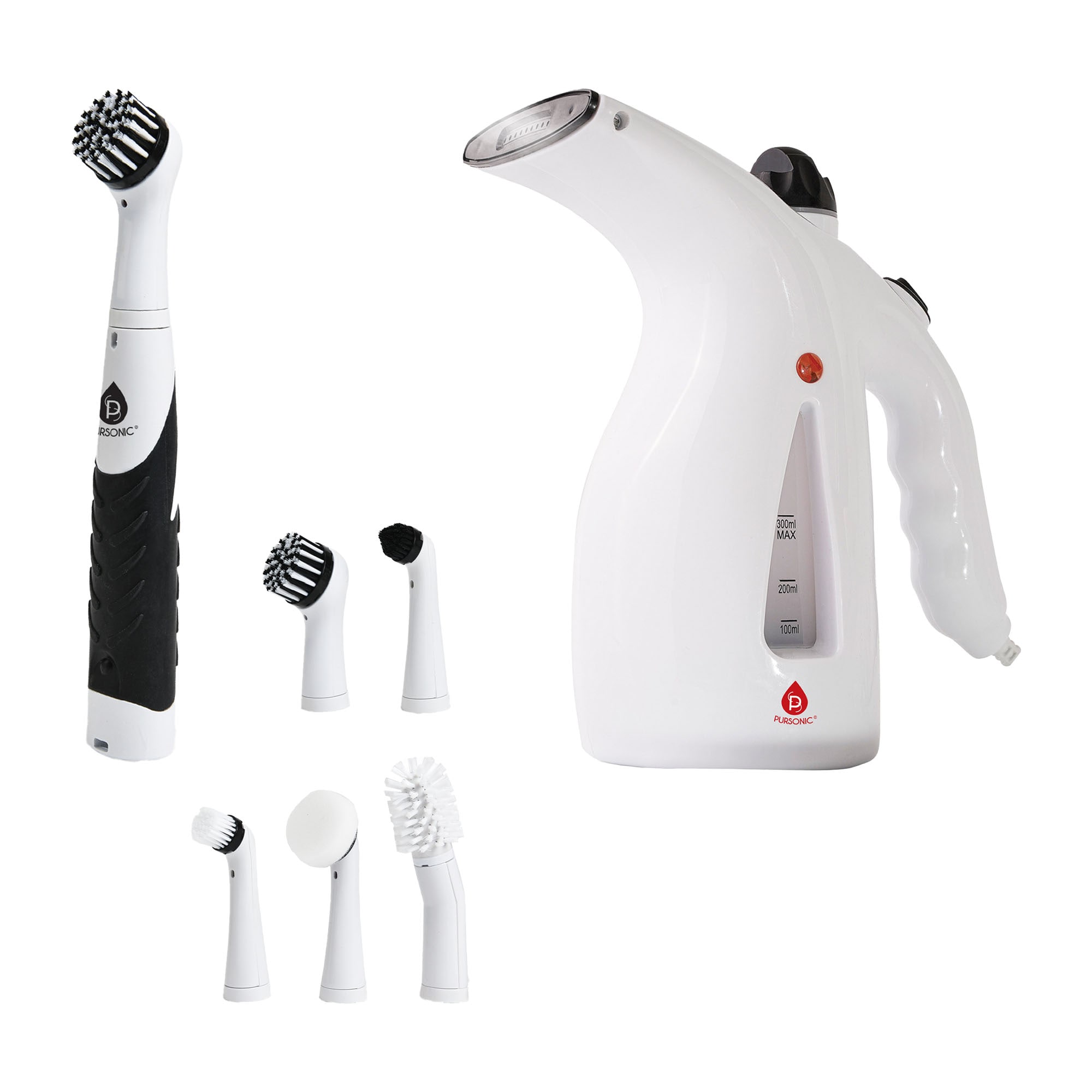 Pursonic Cordless Power Scrubber Cleaning Brush   300ml Handheld Travel Garment Steamer  Home Travel Cleaning Essentials