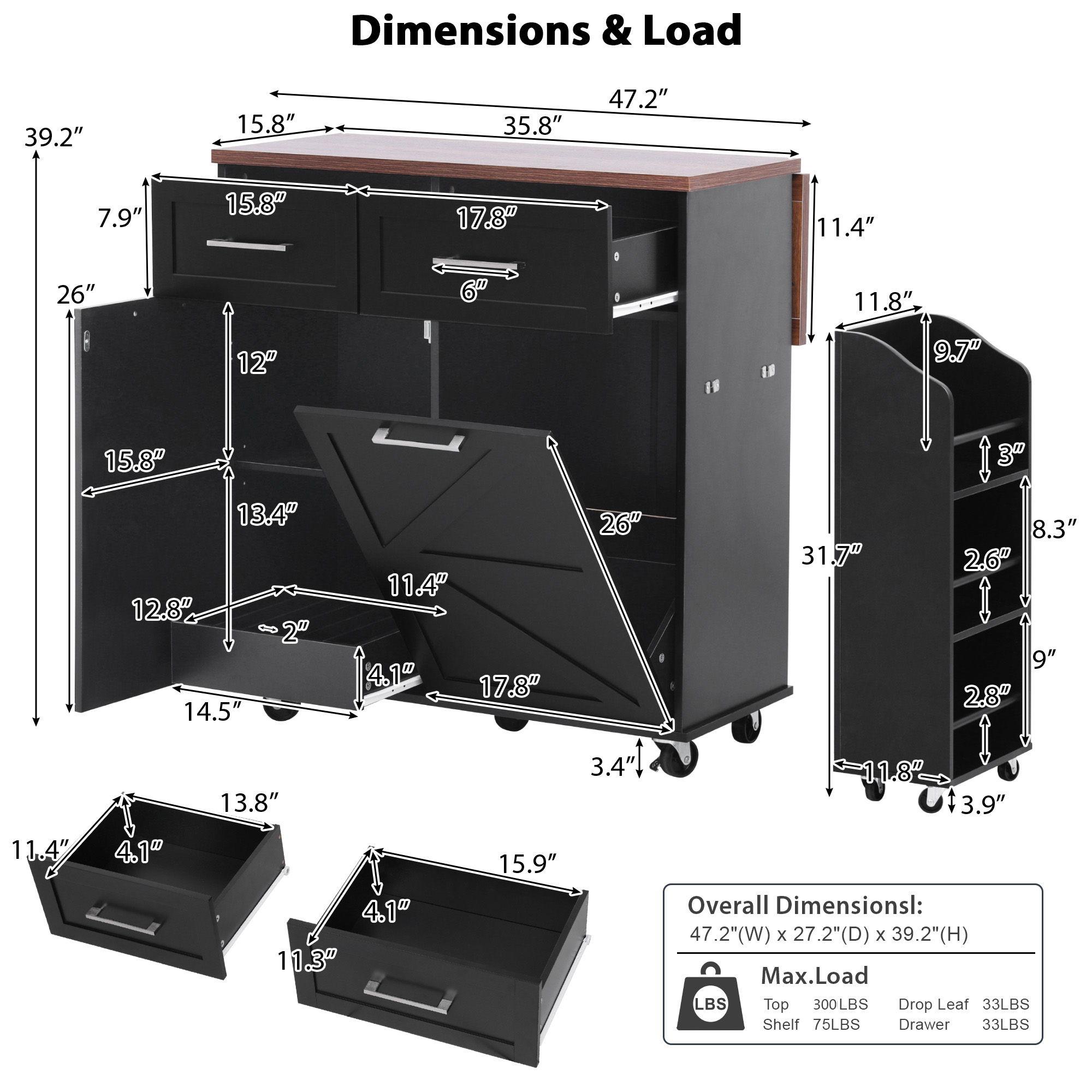 Homy Casa YG307296B Kitchen-Furniture - View #5