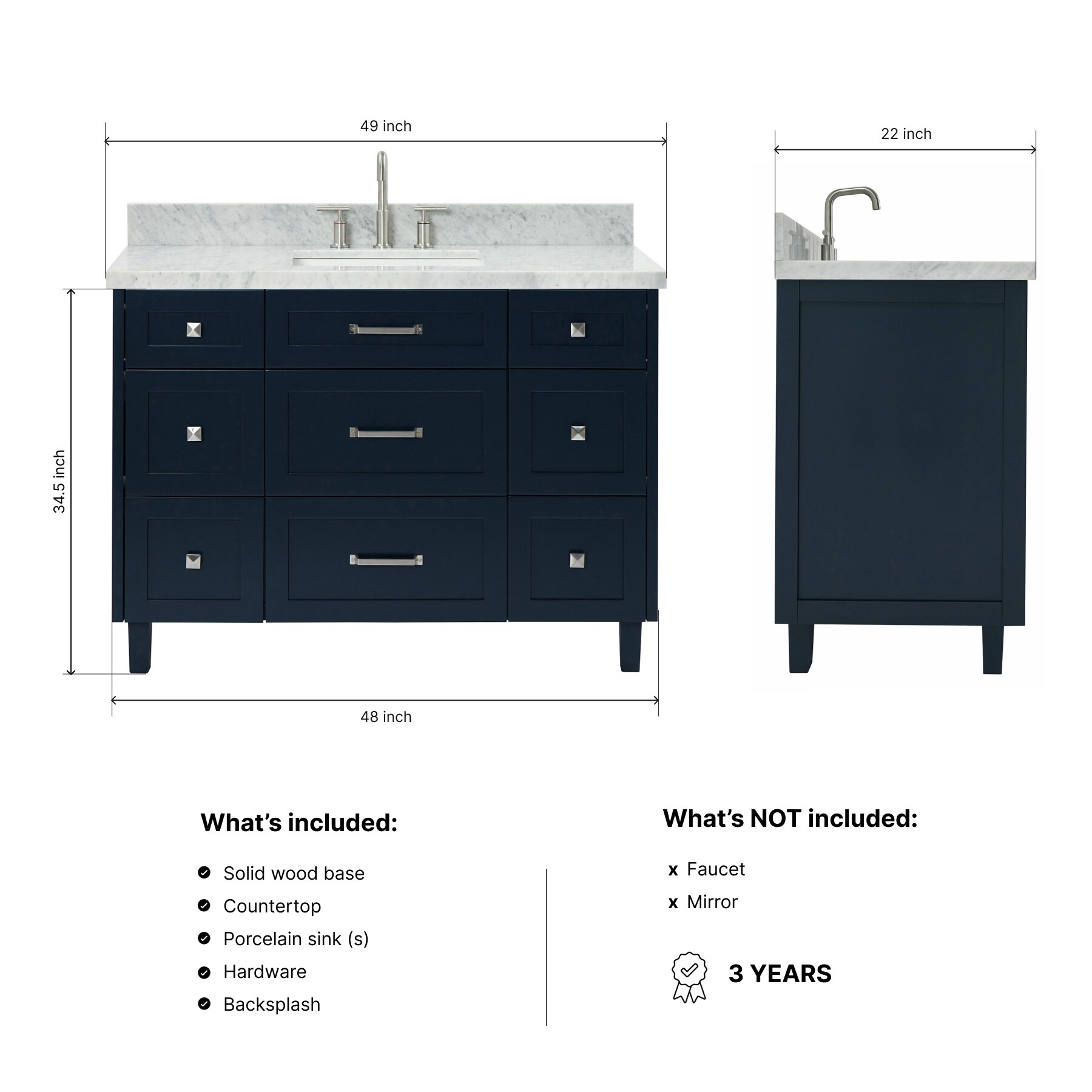 ARIEL B49CWRVOMNB Bath-Vanity-Combo - View #4