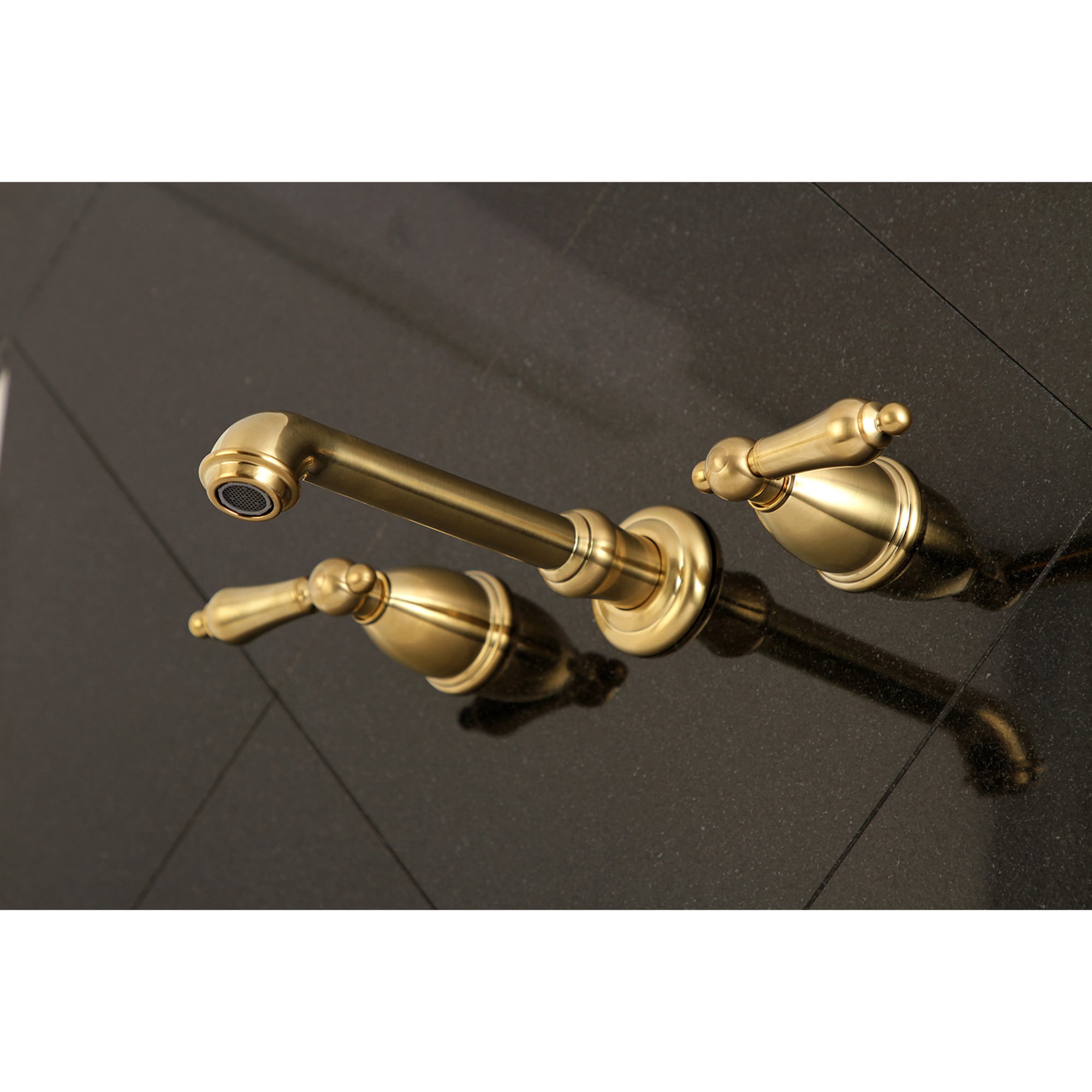 Kingston Brass WLKS7027AL English Country Brushed brass 2-handle Wall-mount Low-arc Bathtub Faucet ( Valve Included )