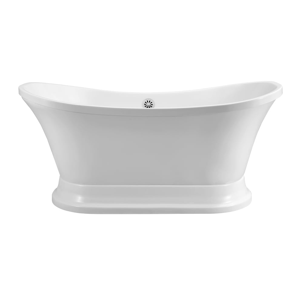 Streamline N10280WH 32-in x 60-in Glossy White Acrylic Oval Freestanding Soaking bathtub with Drain ( Center Drain )
