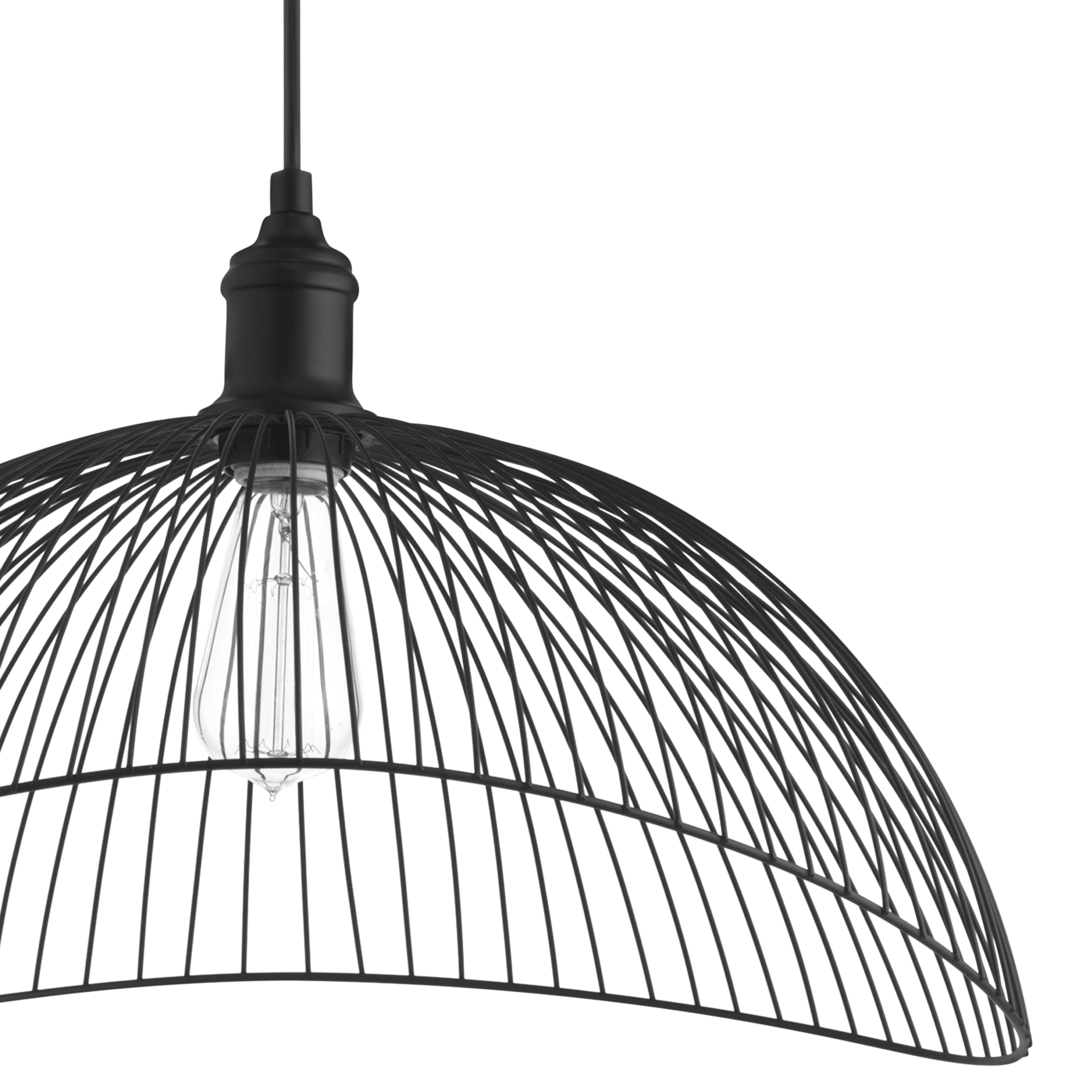 20" Matte Black Metal Geometric Pendant Light