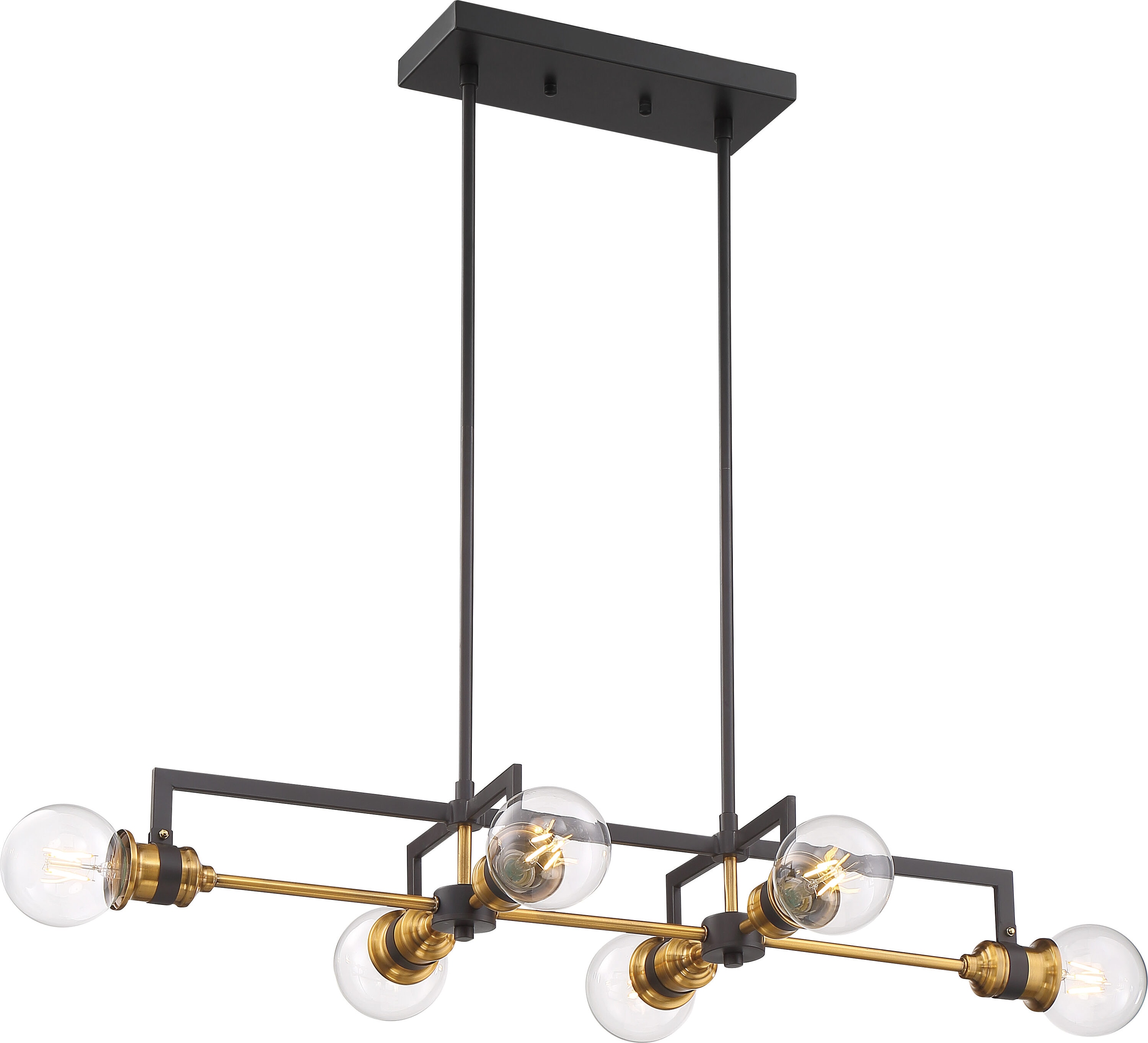 SATCO NUVO Nuvo 6-Light Warm Brass / Black Modern/Contemporary Linear ...