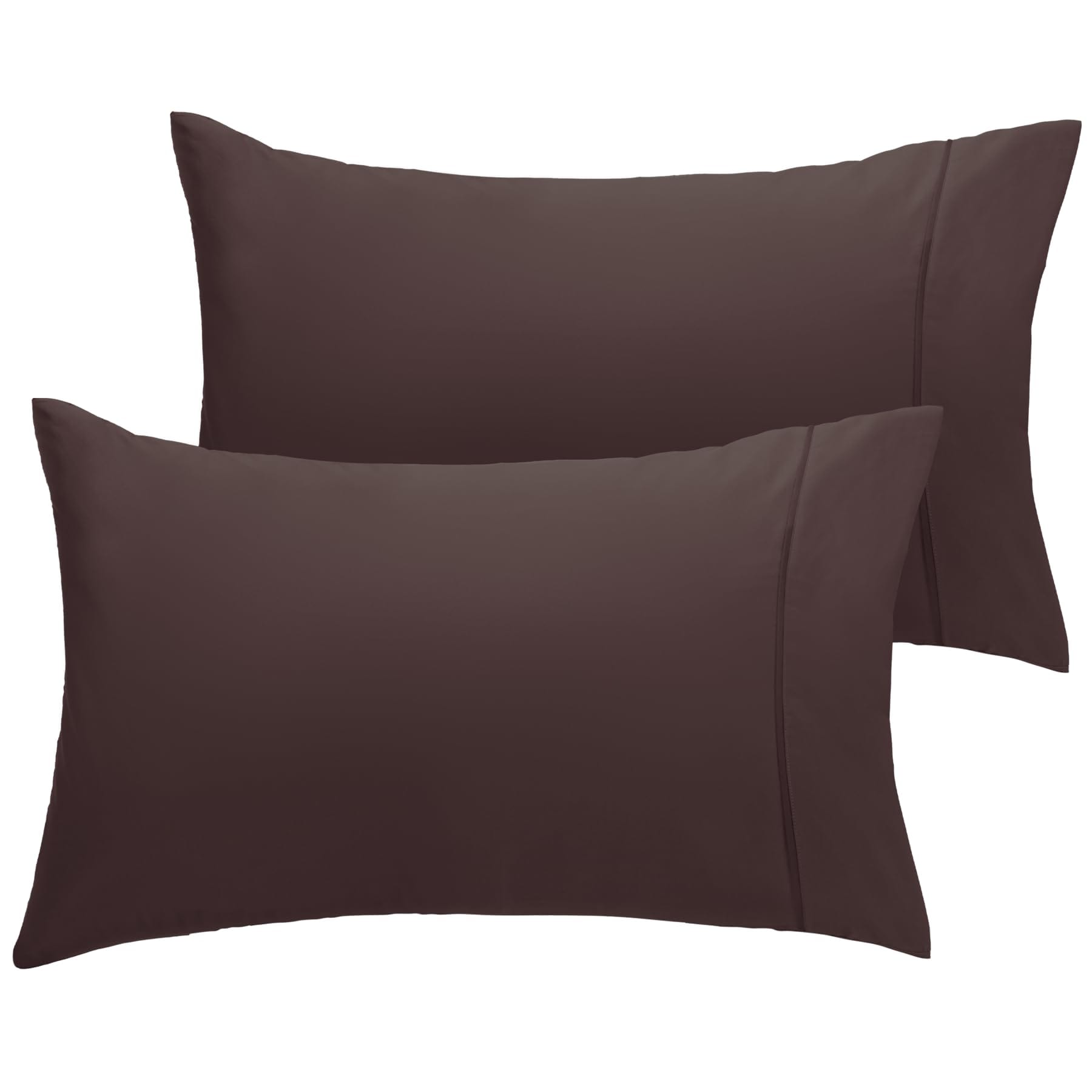 LuxClub B09F74JT71 2 PC Brown Queen Performance Microfiber Solid Pillowcase Set