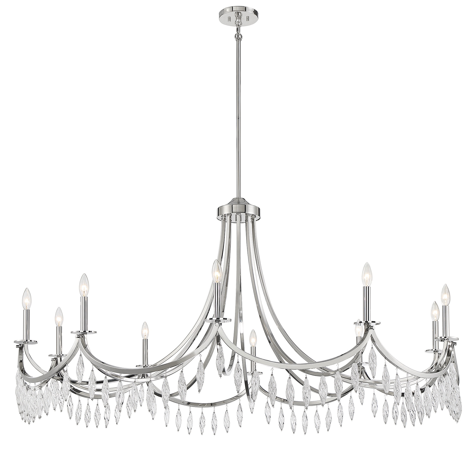 Kameron 10-Light Polished Nickel and Crystal Chandelier