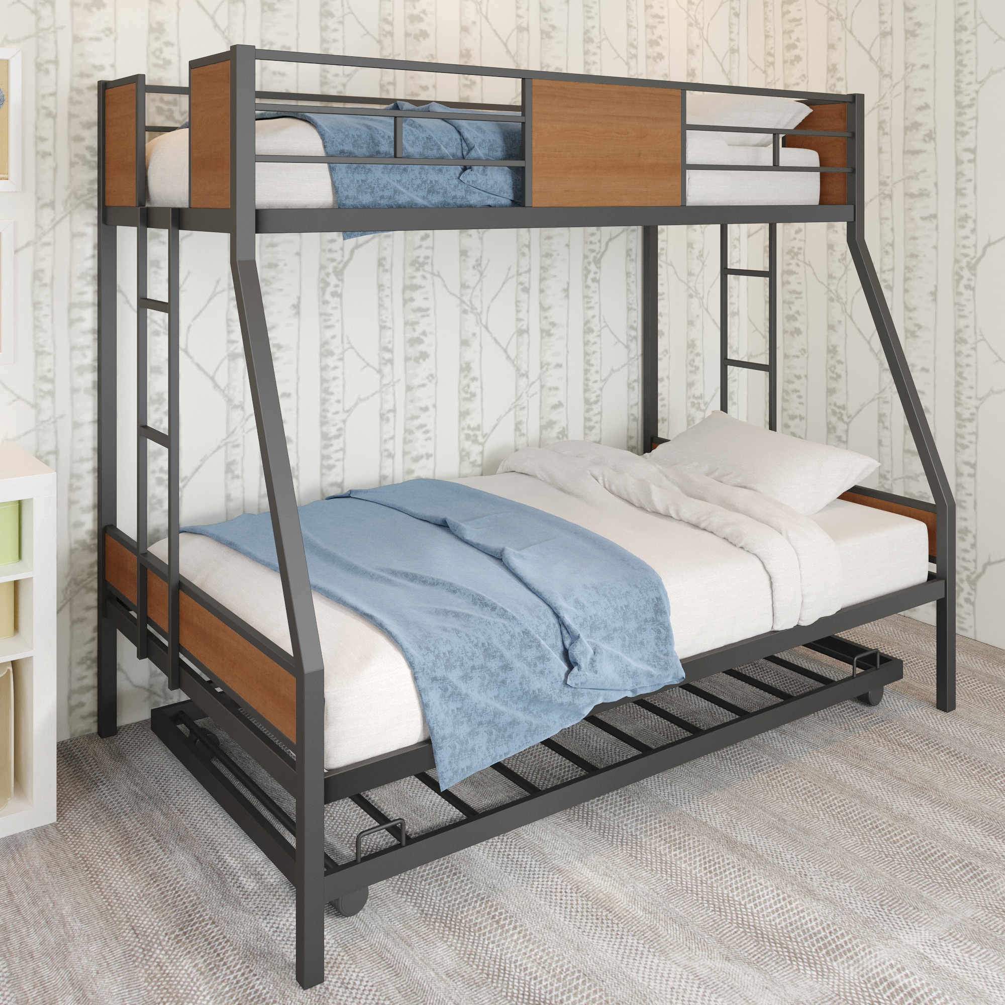 CASAINC Black Twin Over Full Bunk Bed In The Bunk Beds Department At ...