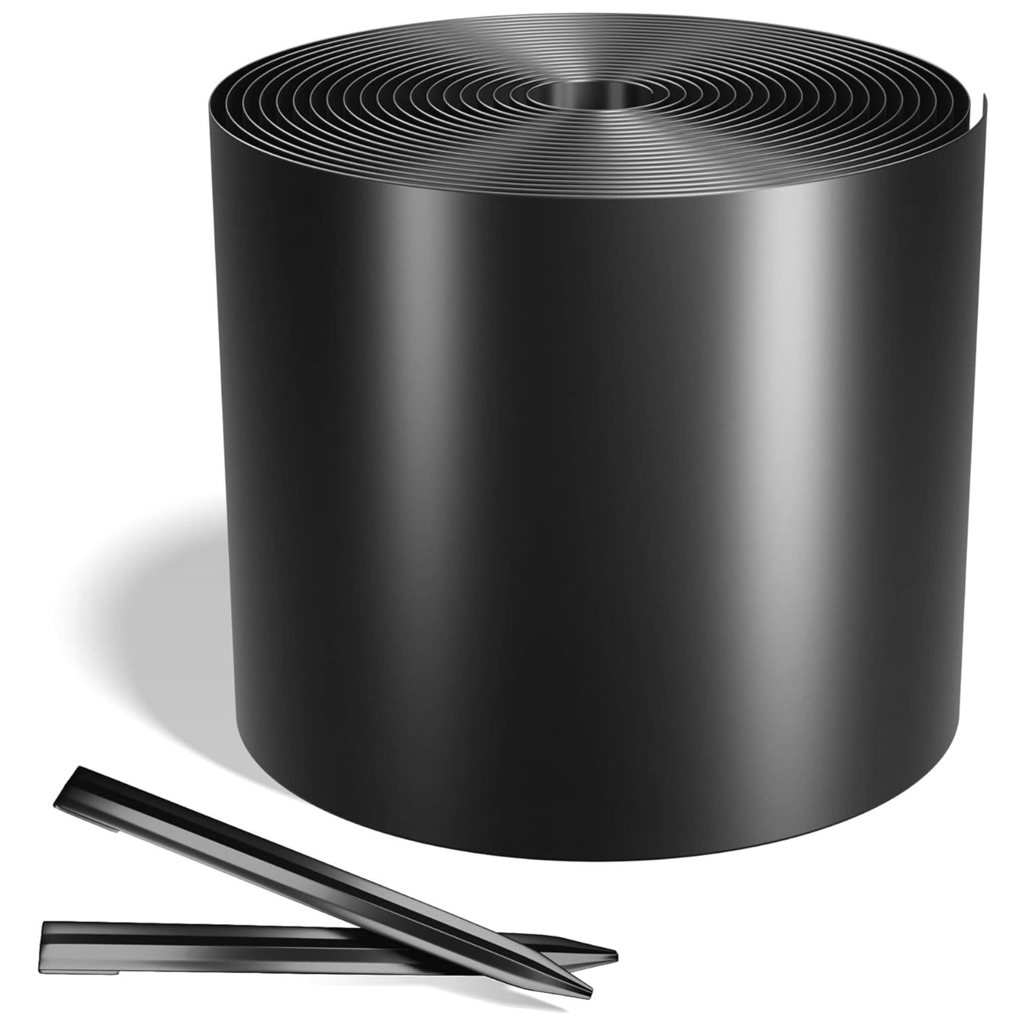 Worth  Galvanized Steel Landscape Edging Roll with 16 Stakes 6 Inches x 50 Feet Black