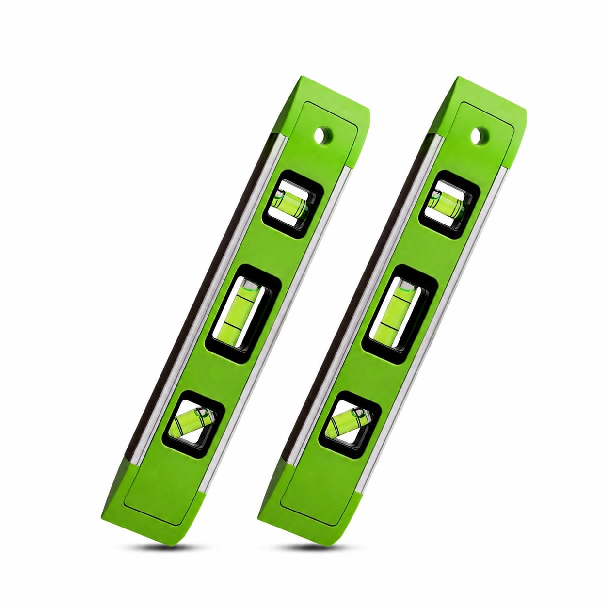 Linder Group Inc Torpedo level 9 inch magnetic bubble level tool with three easy read vials for 45 degree 90 degree and 180 degree angles shock resistant 2 pcs
