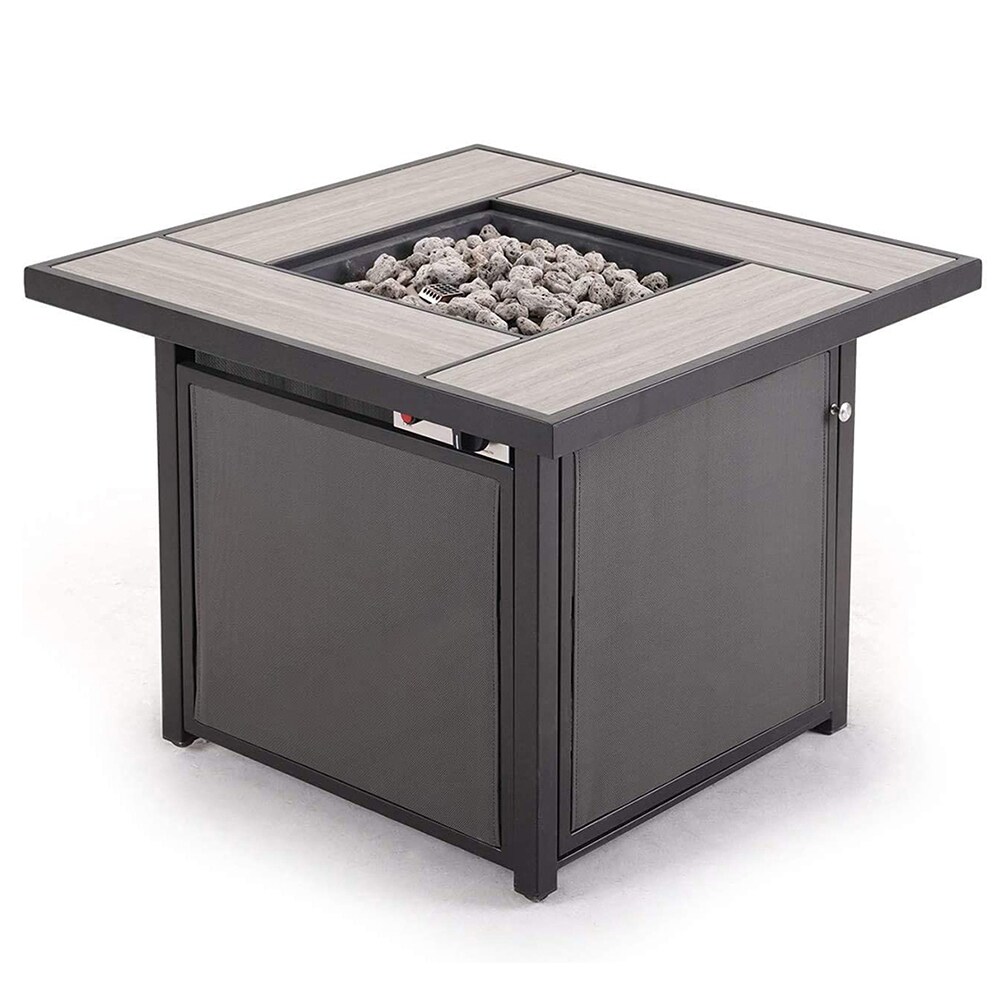 32-in W Brown Steel Square Tabletop Propane Gas Fire Pit Table Stainless Steel | - Sunrinx MG56-29-FP