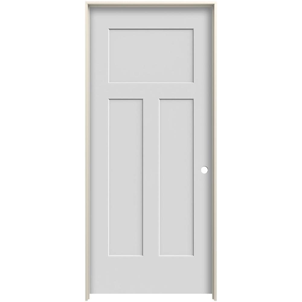 JELD-WEN LOWOLJW225500092 24-in x 80-in Fog Solid Core 3-panel Craftsman Left Hand Smooth Prefinished Molded Composite Flat Jamb Single Prehung Interior Door