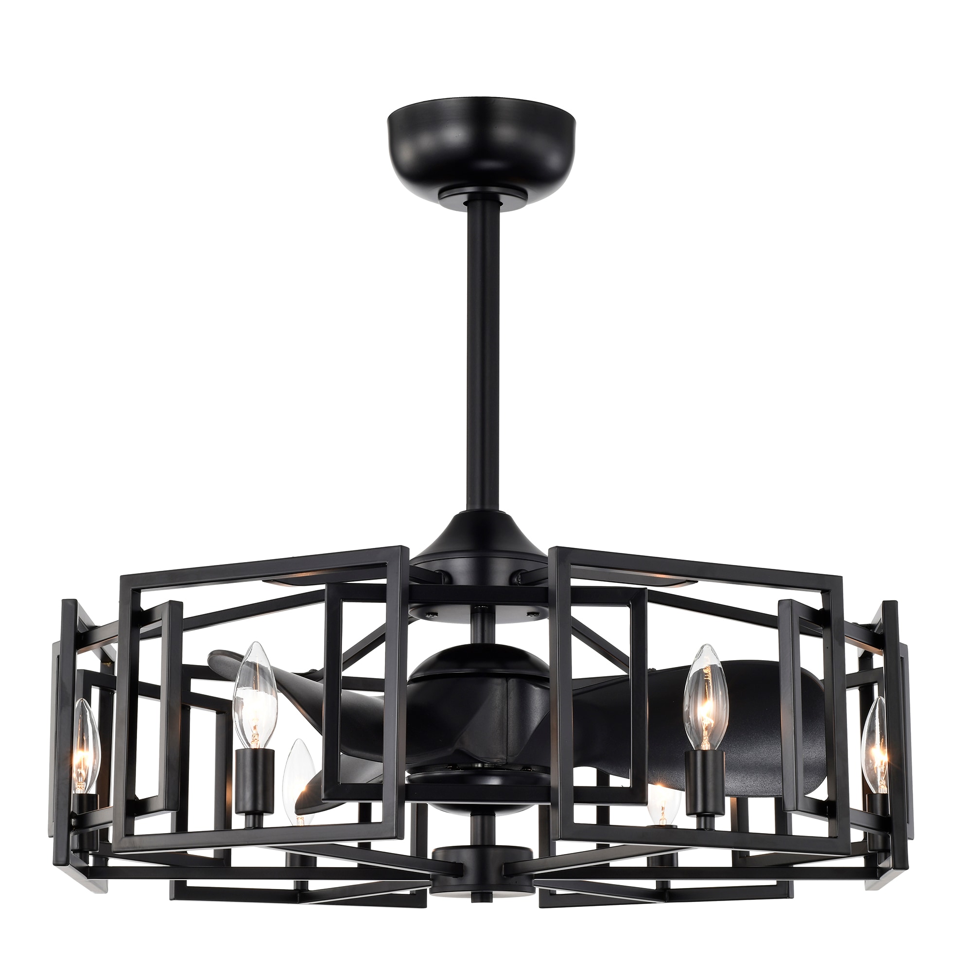Home Accessories Inc DW01W05MB 27-in Matte Black with Fandelier Ceiling Fan With Light - Remote Included ( 3 -Blade )