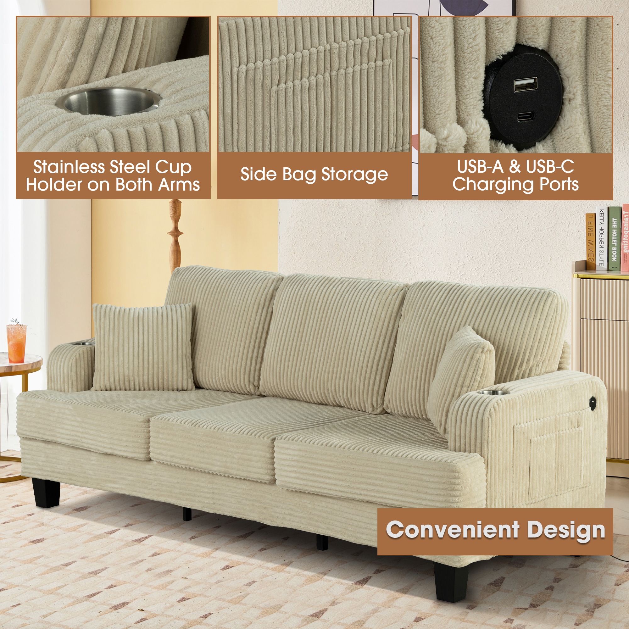 IHOMEadore MDSL6932BG Sofas-Loveseats - View #4