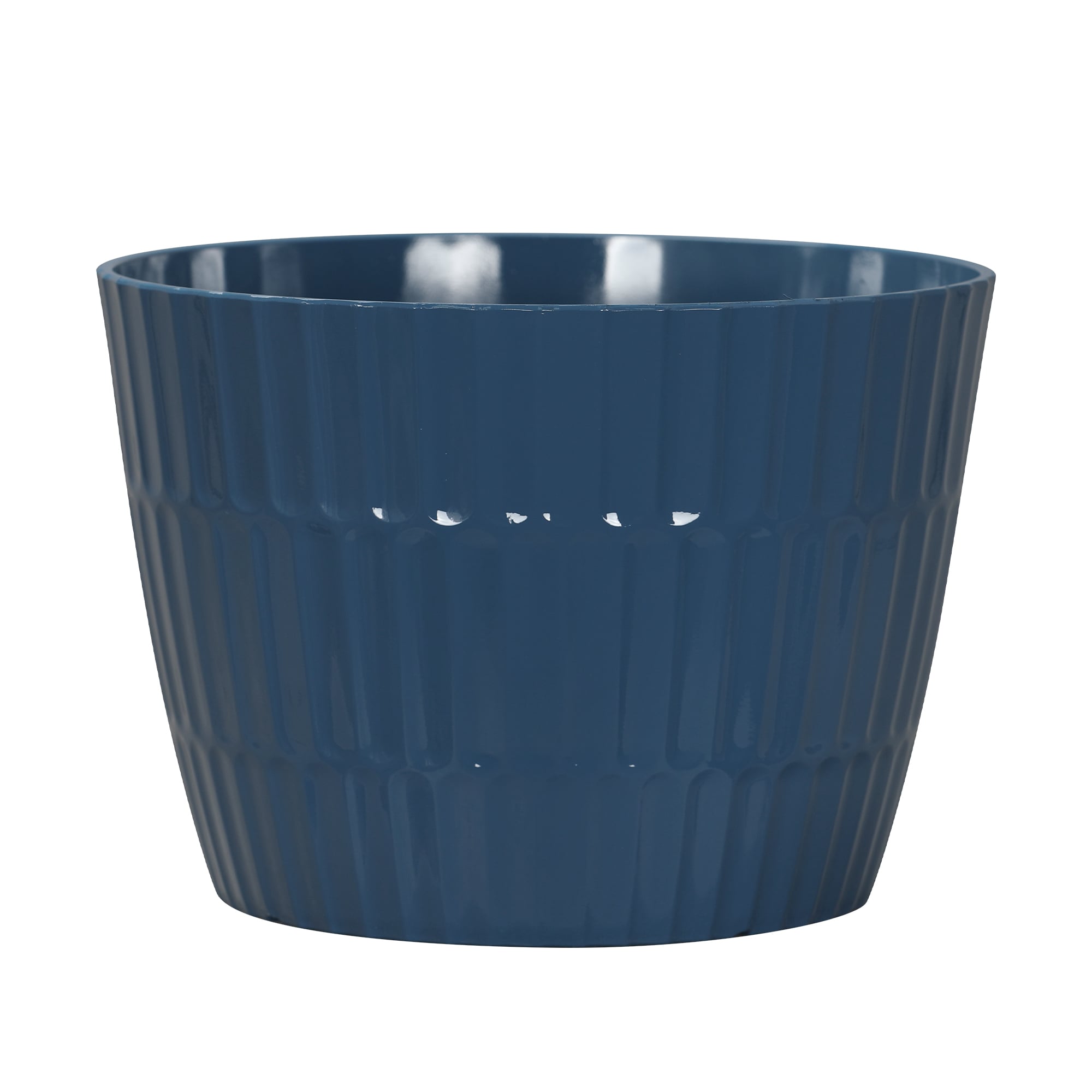 Style Selections PLG1714PBH Round 12.72-in W Medium Blue Resin Contemporary/Modern Indoor/Outdoor Planter with Drainage Holes