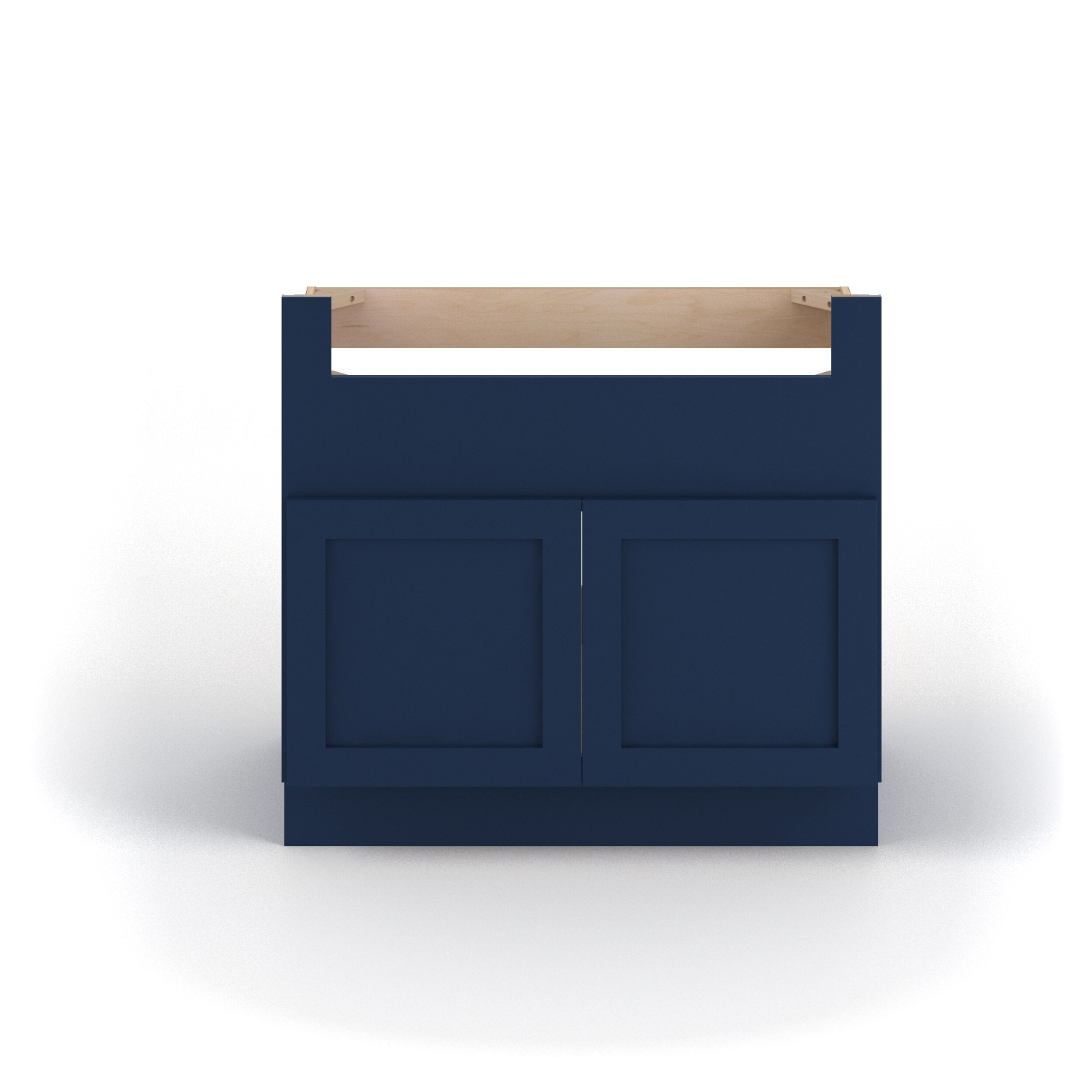 Valleywood Cabinetry 36-in W x 34.5-in H x 24-in D Marine Blue Birch Apron Front Sink Base Ready To Assemble Plywood Cabinet (Flat Panel Shaker Style)