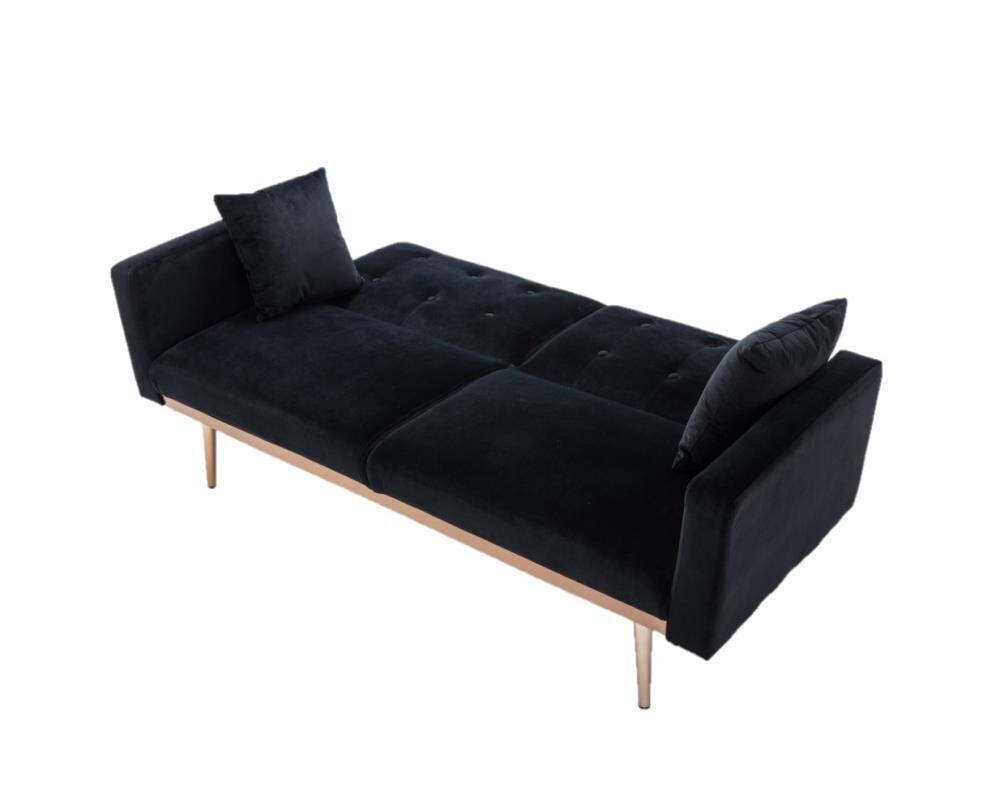 CASAINC 68.11-in Modern Black Velvet Loveseat at Lowes.com