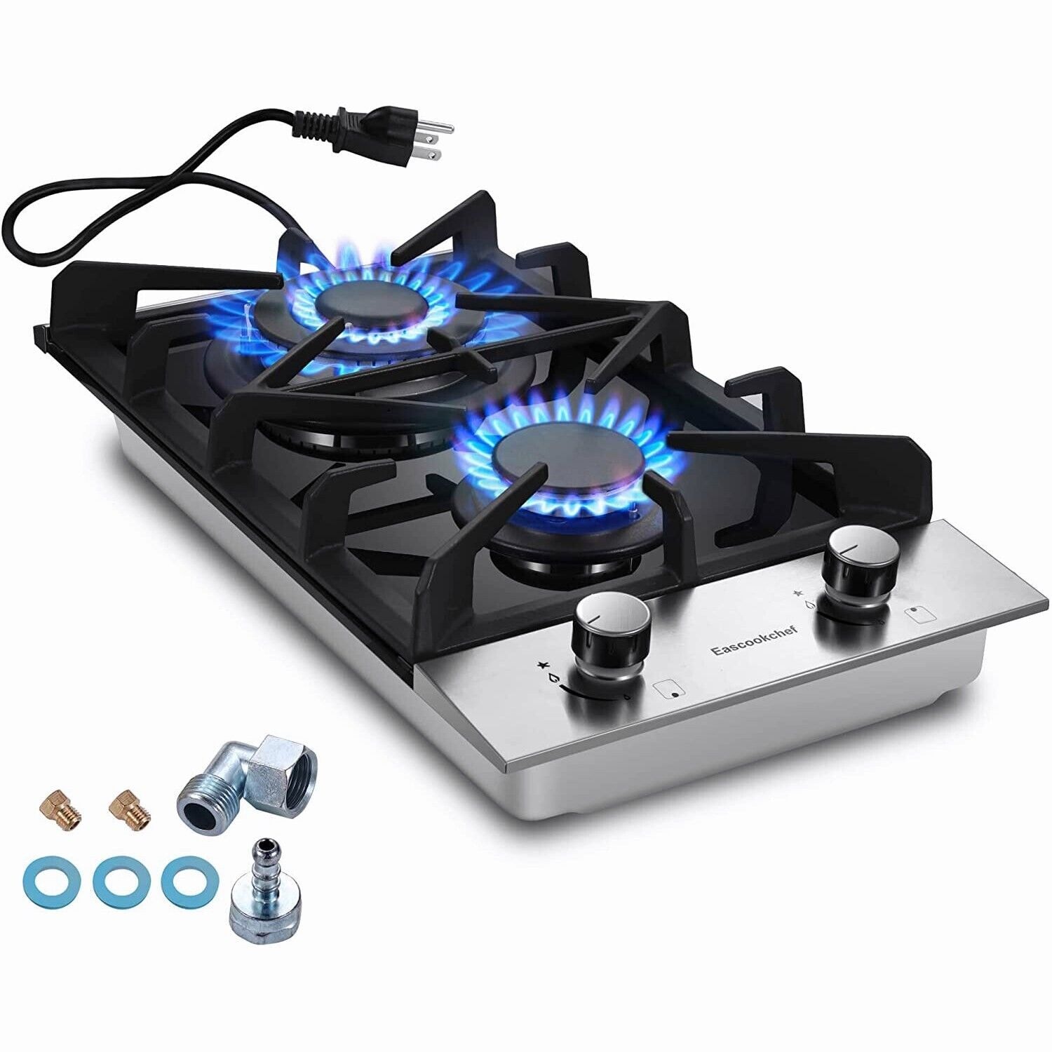 Damerin DBA01 12-in 2 burners Black Stainless steel Gas Cooktop