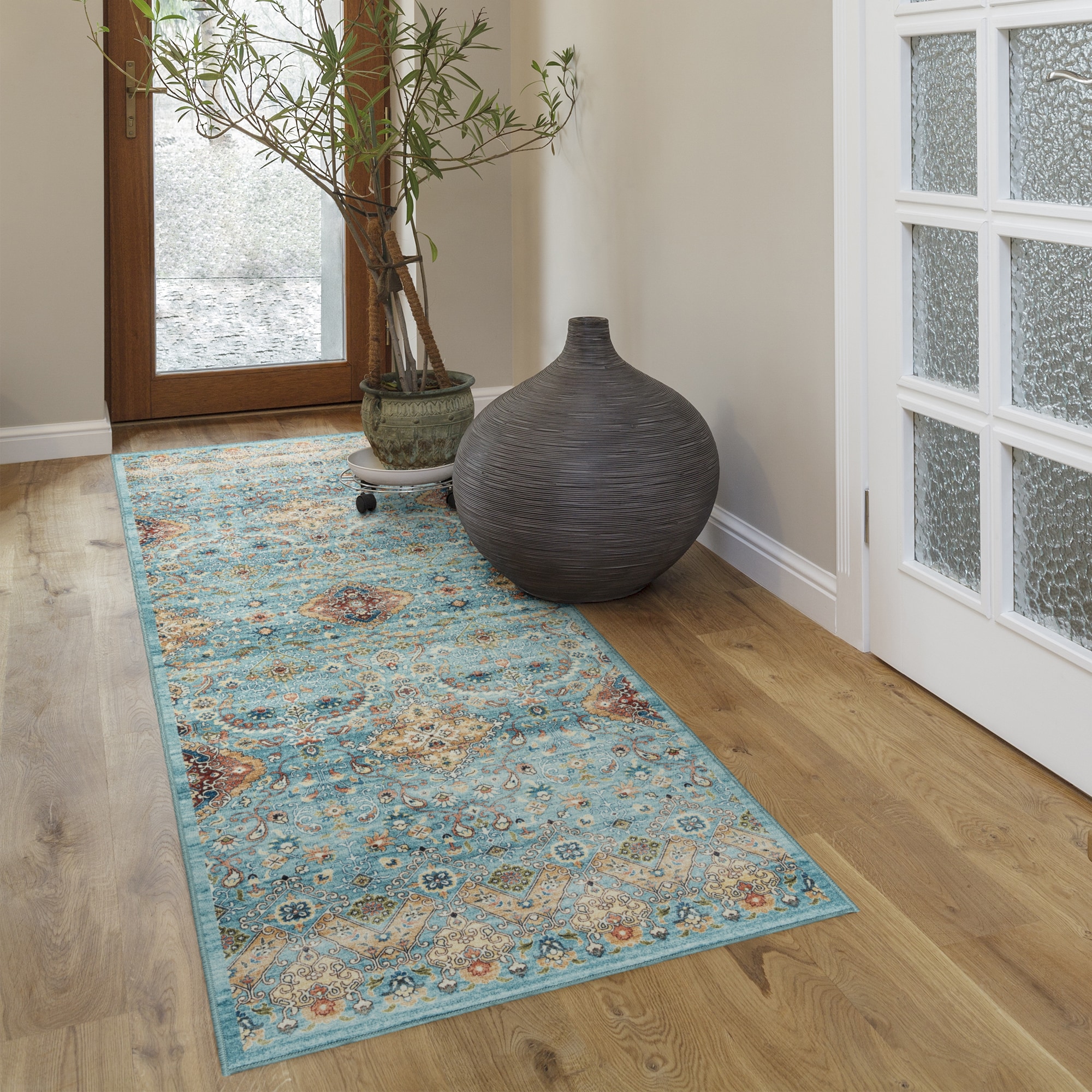 GERTMENIAN 28501 Tanis 2 x 6 (ft) Polyester Sage Green Rectangular Indoor Floral/Botanical Bohemian/Eclectic Runner rug