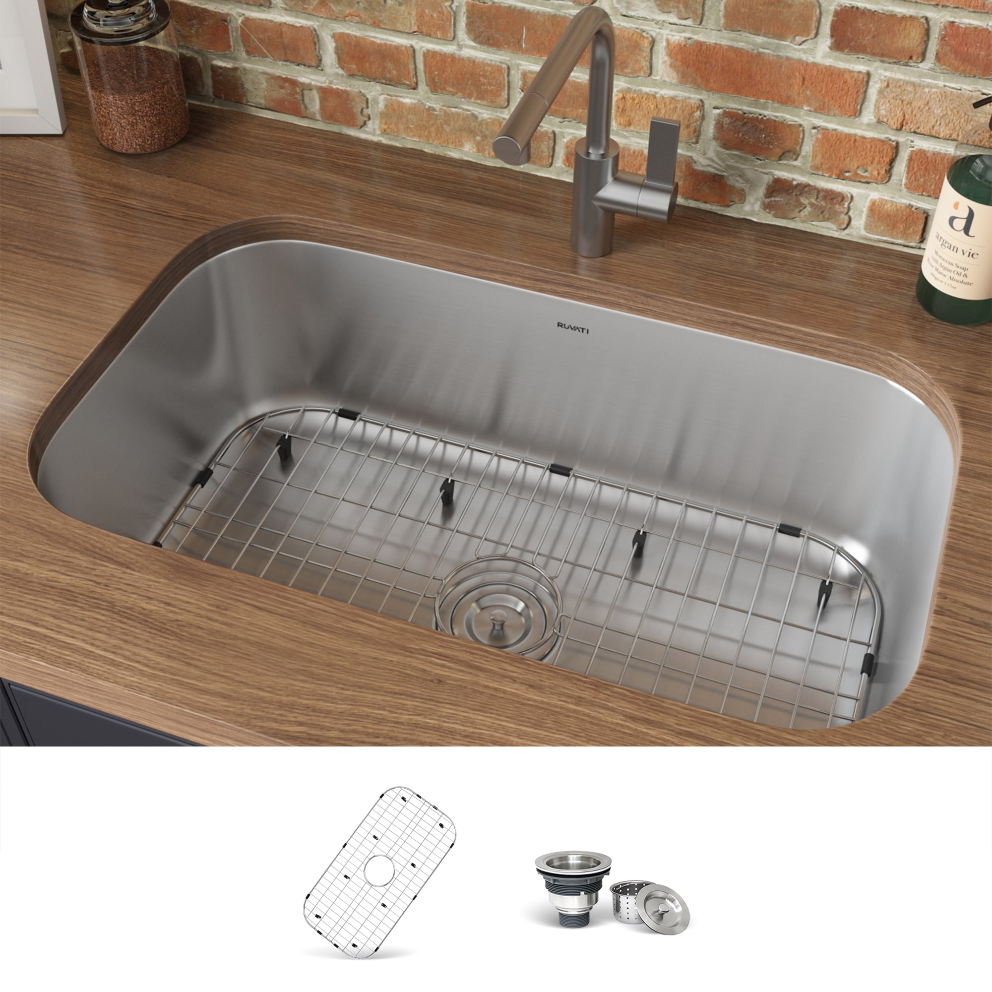 Ruvati RVM4200 Parmi 31.25-in L x 18-in W Stainless steel No Faucet Hole Undermount Commercial/Residential Prep Sink