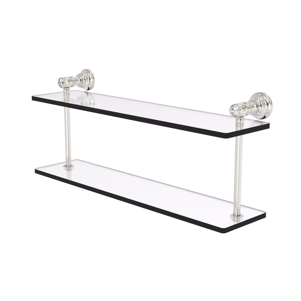 Brushed Nickel Shower Shelf, Elegant Drill & Screw Wall Mount Shower Shelf,  Ocean Wave Design