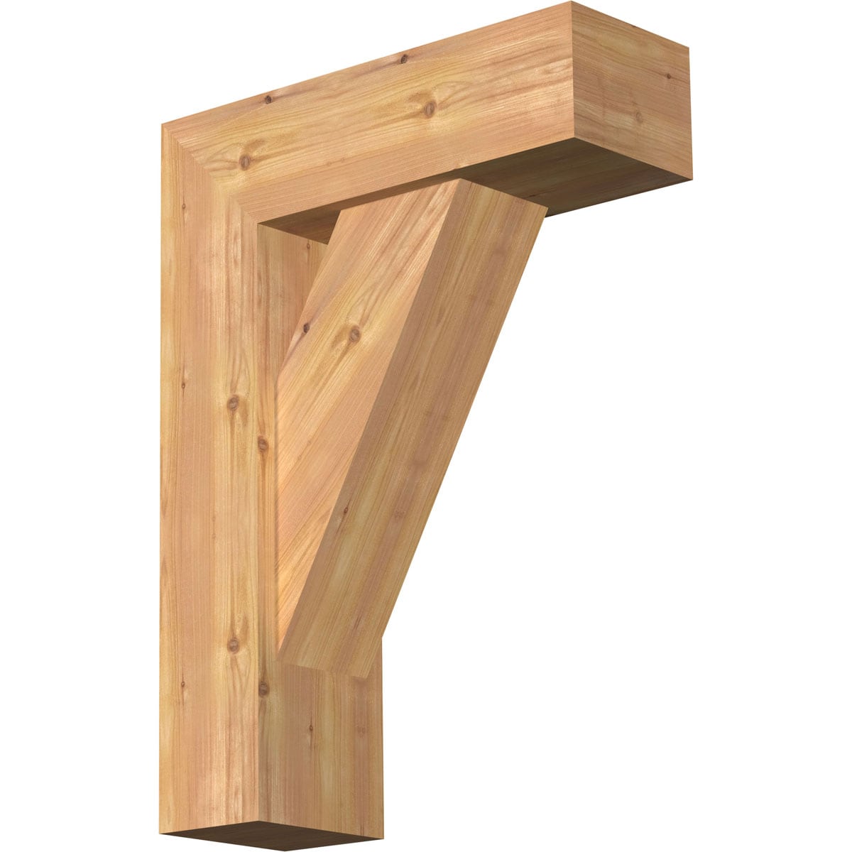 Ekena Millwork 1464872 Traditional Block Smooth Bracket with Offset Brace Western Red Cedar Wood Standard Bracket
