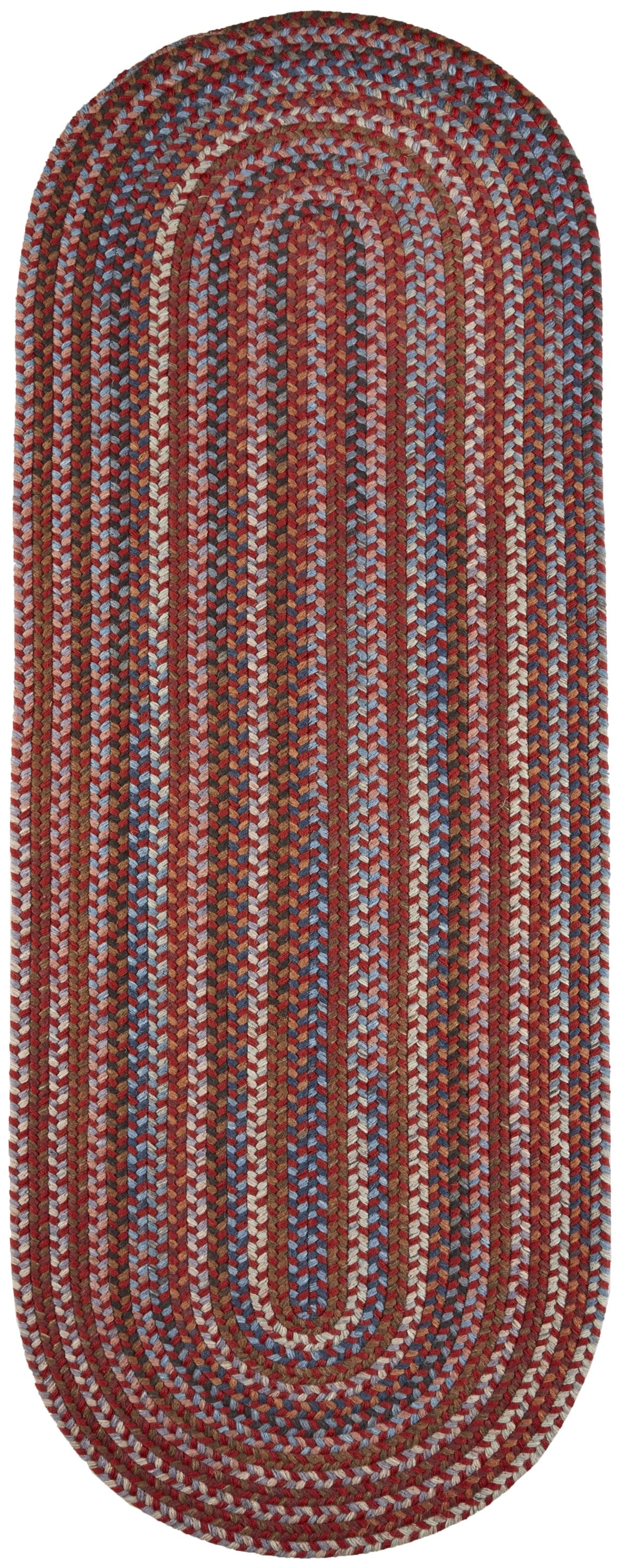Rhody Rug AS42R024X048 2 x 4 (ft) Braided Wool Red Velvet Oval Indoor Geometric Area rug