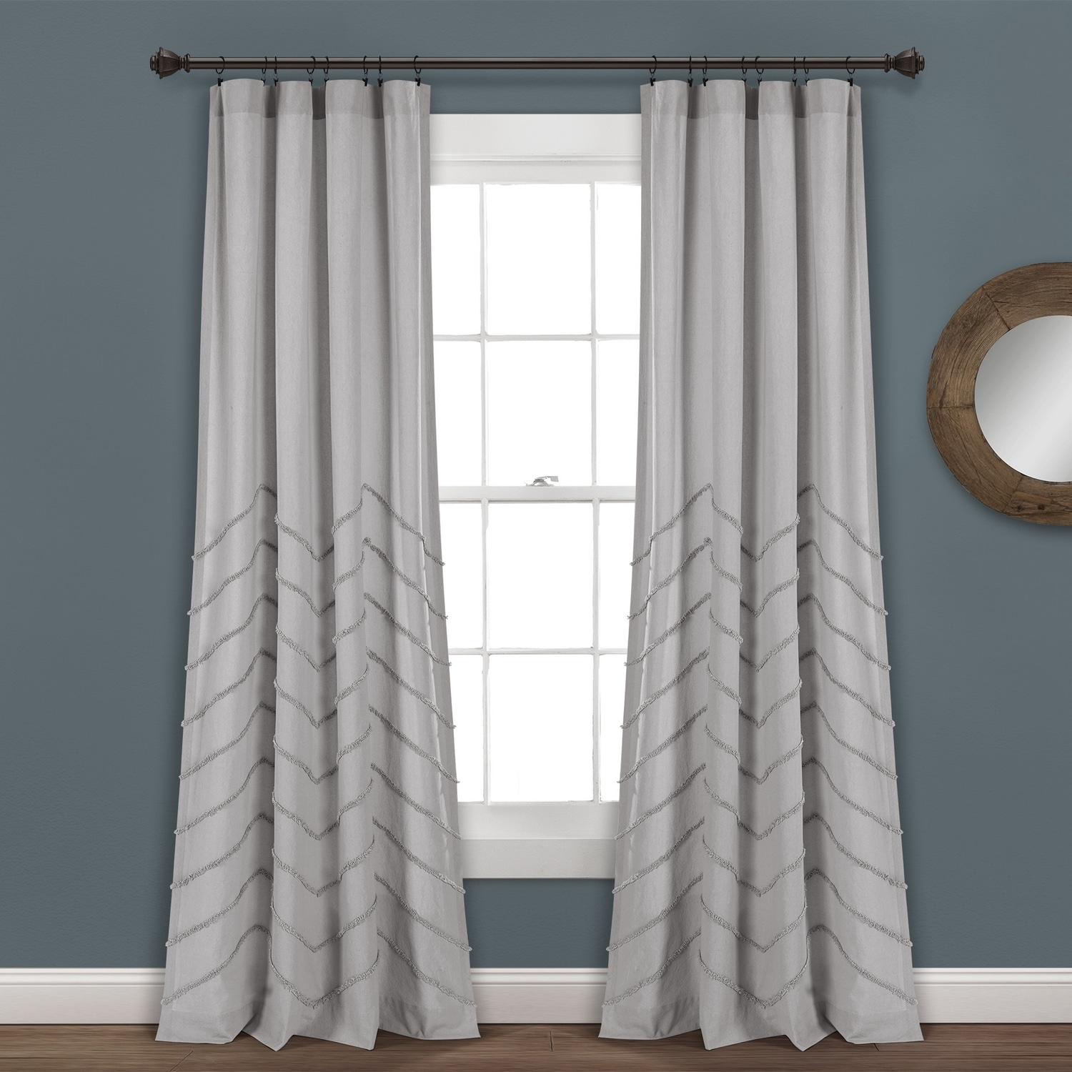 Lush Decor 16T003876 95-Inches Light Gray Chevron Rod pocket Curtain panel pair