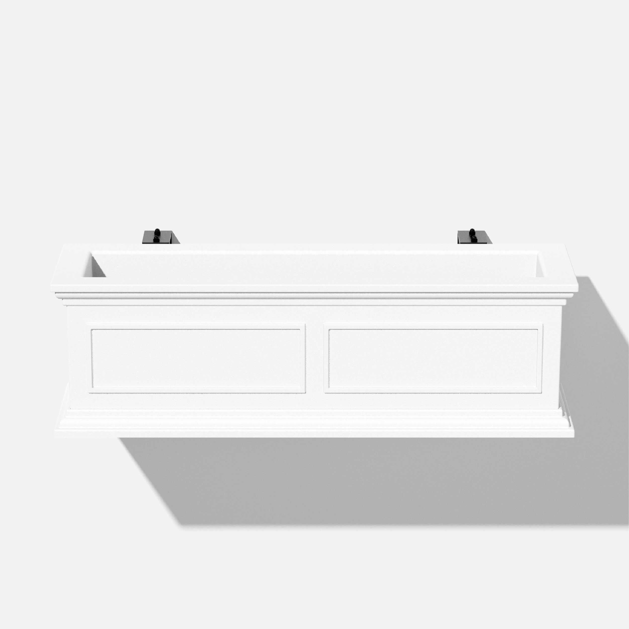 Veradek BXVHGWB36W Rectangle 11-in W Large White Plastic Outdoor Railing planter with Drainage Holes