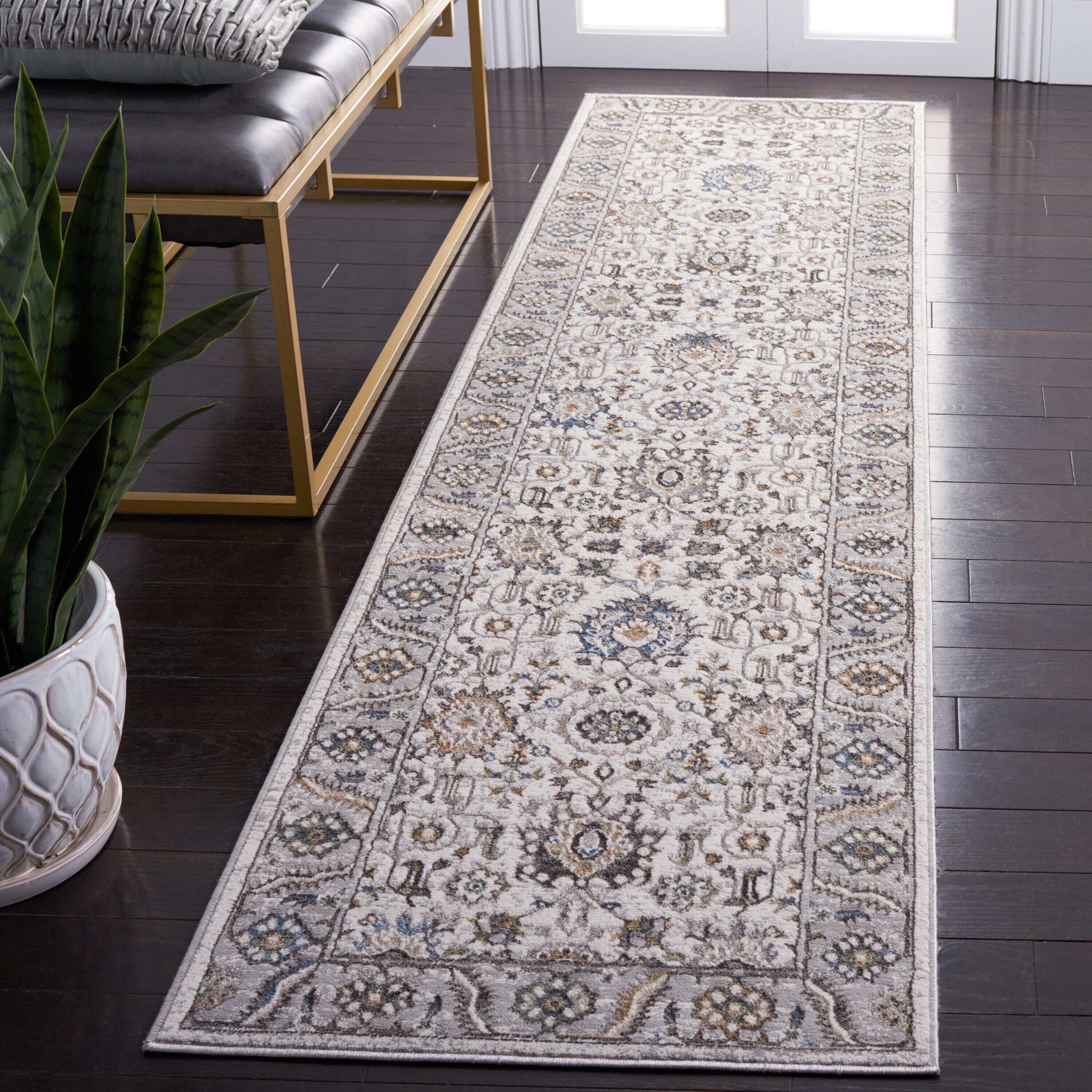 Bel Air 246B Beige/Grey 2ft-3in x 9ft Runner Rug