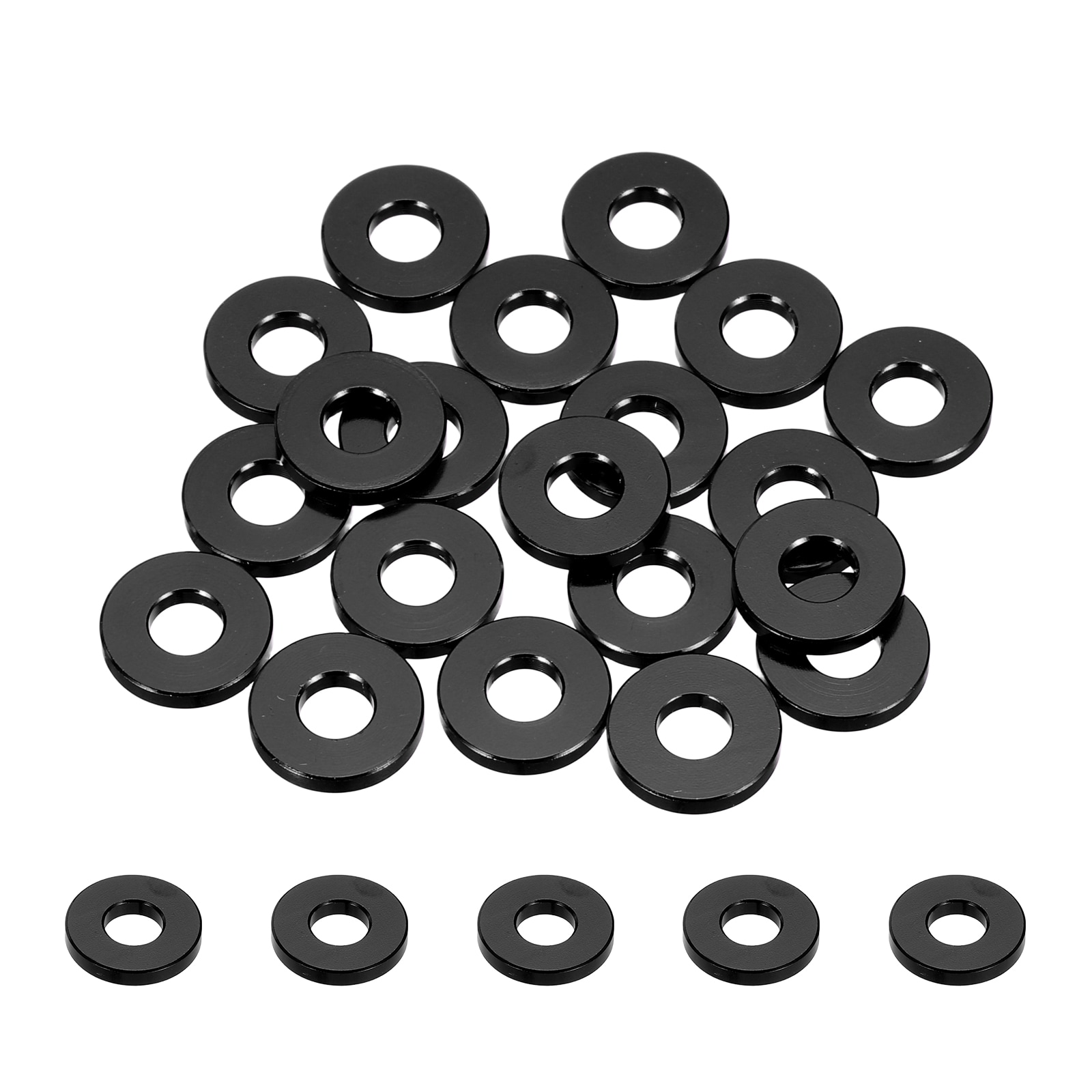 Unique Bargains 20pcs M5 Flat Washer Aluminum Gasket Anodized Countersunk Washer Hole Dia 5mm/0.2 Inch Round Washers for Screw RC/FPV/PC/Drone/Mechanical Accessories Model Parts (Black)