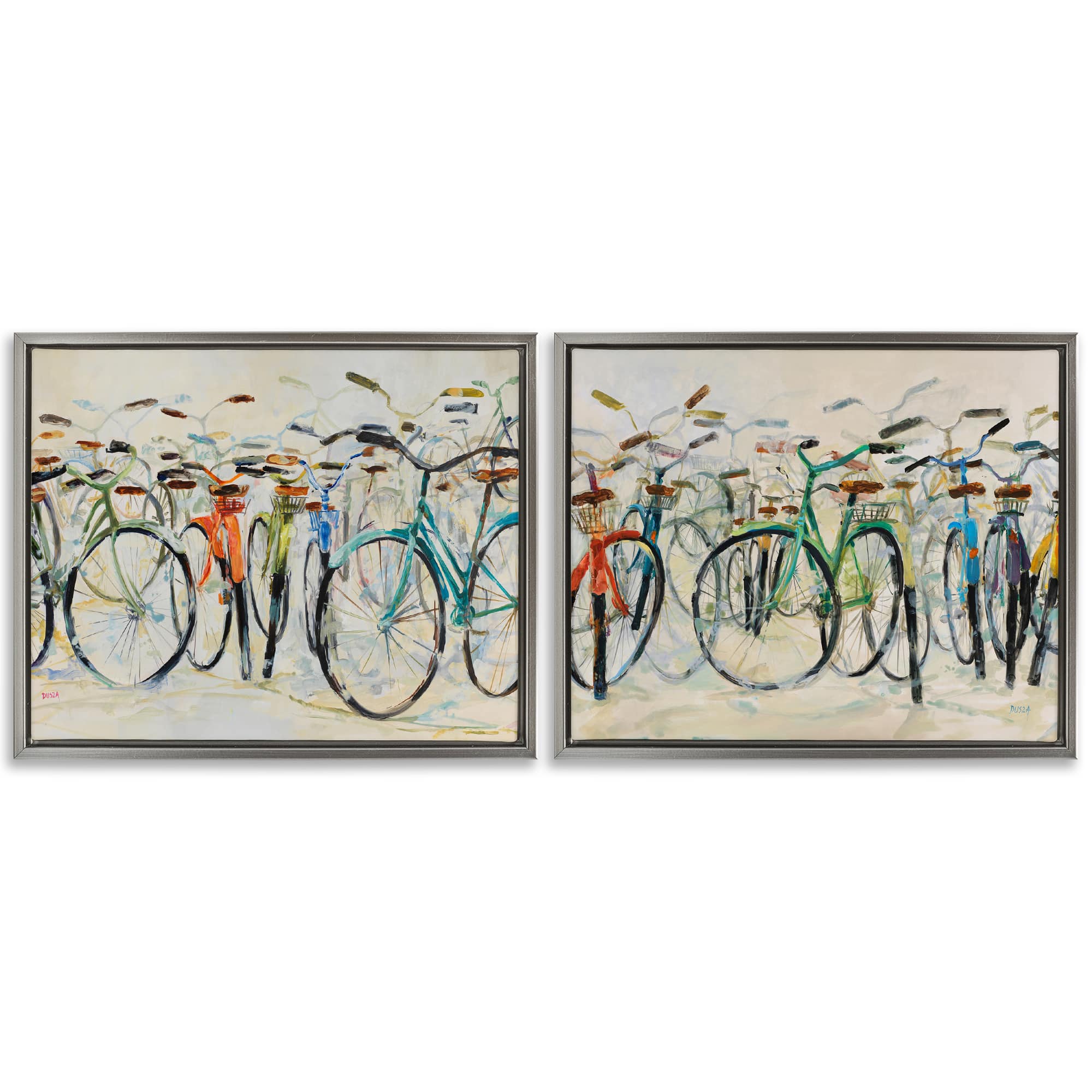Stupell Industries B2-799-FFL-2PC-16X20 Dynamic Bicycles on Beige 2pc Floating Frame Set design by Dusza