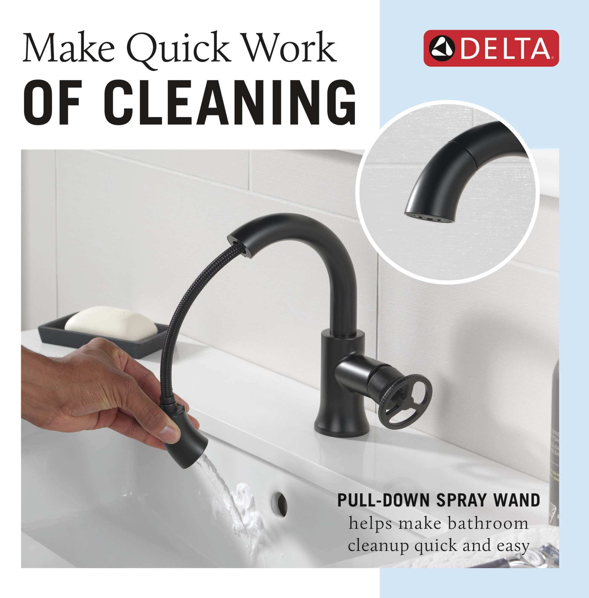 Delta Trinsic Matte Black Single Hole 1 Handle Watersense Pull Down Bathroom Sink Faucet With 4230