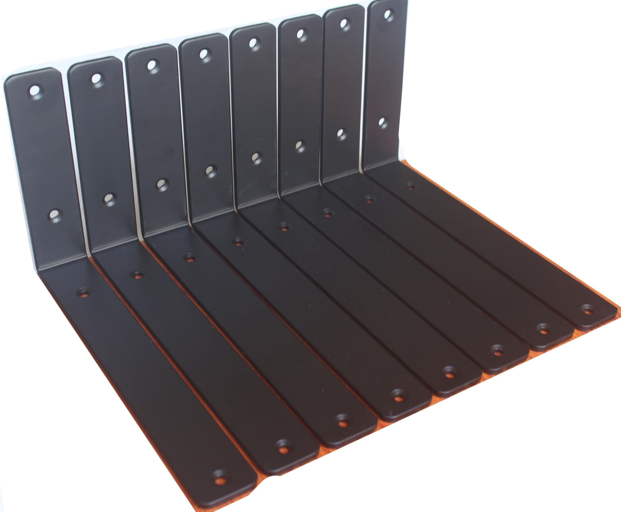 Vrbgify  8 pack black L shelf bracket 11 inch by 6 inch by 1 and Half inch steel heavy duty floating shelf supports for kitchen bathroom office