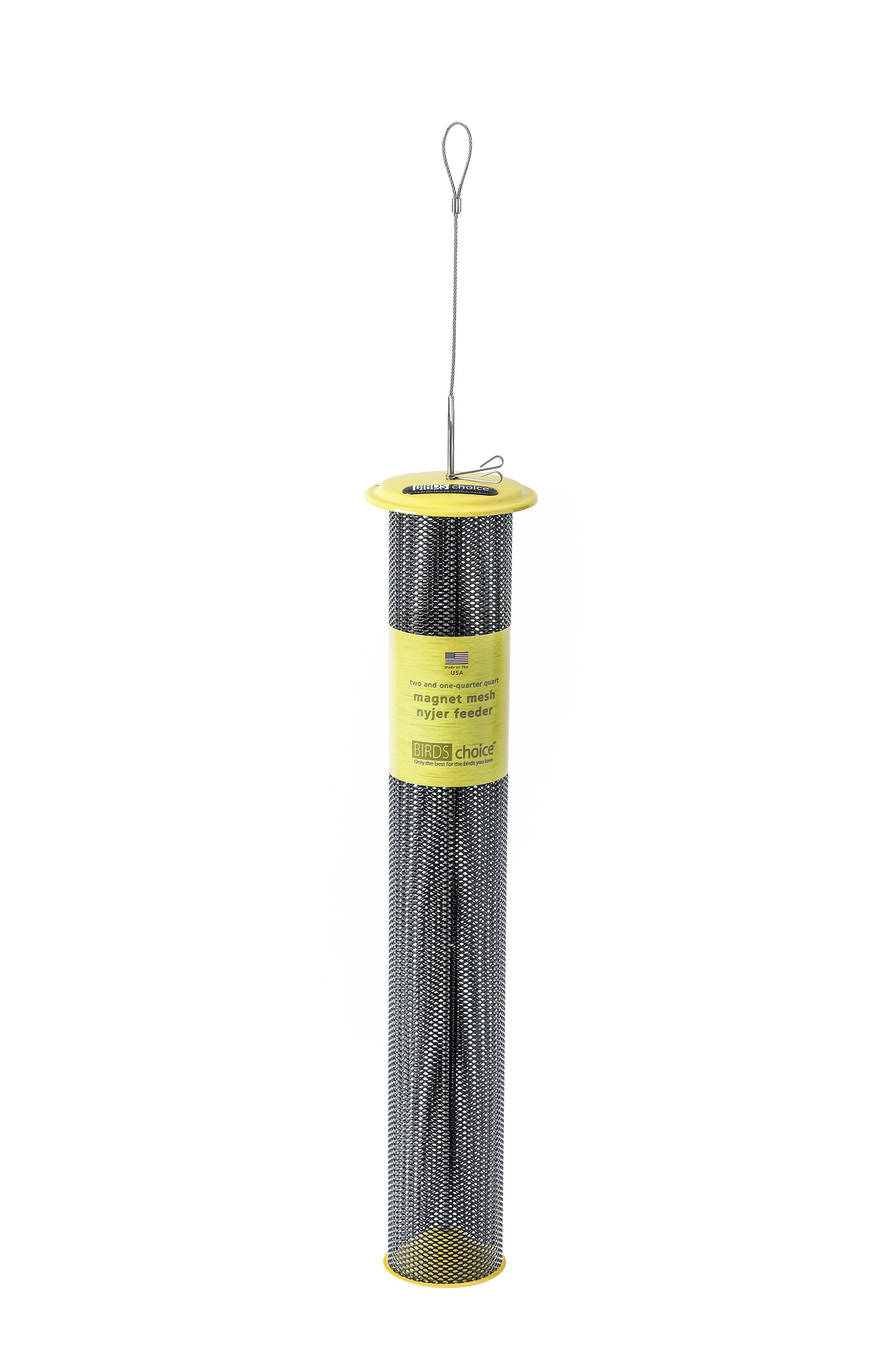 BIRDS CHOICE XTF32TALL 2-1/4 Qt Magnet Mesh-Yellow Mesh Hanging Finch sock Bird feeder - 4.95-lb