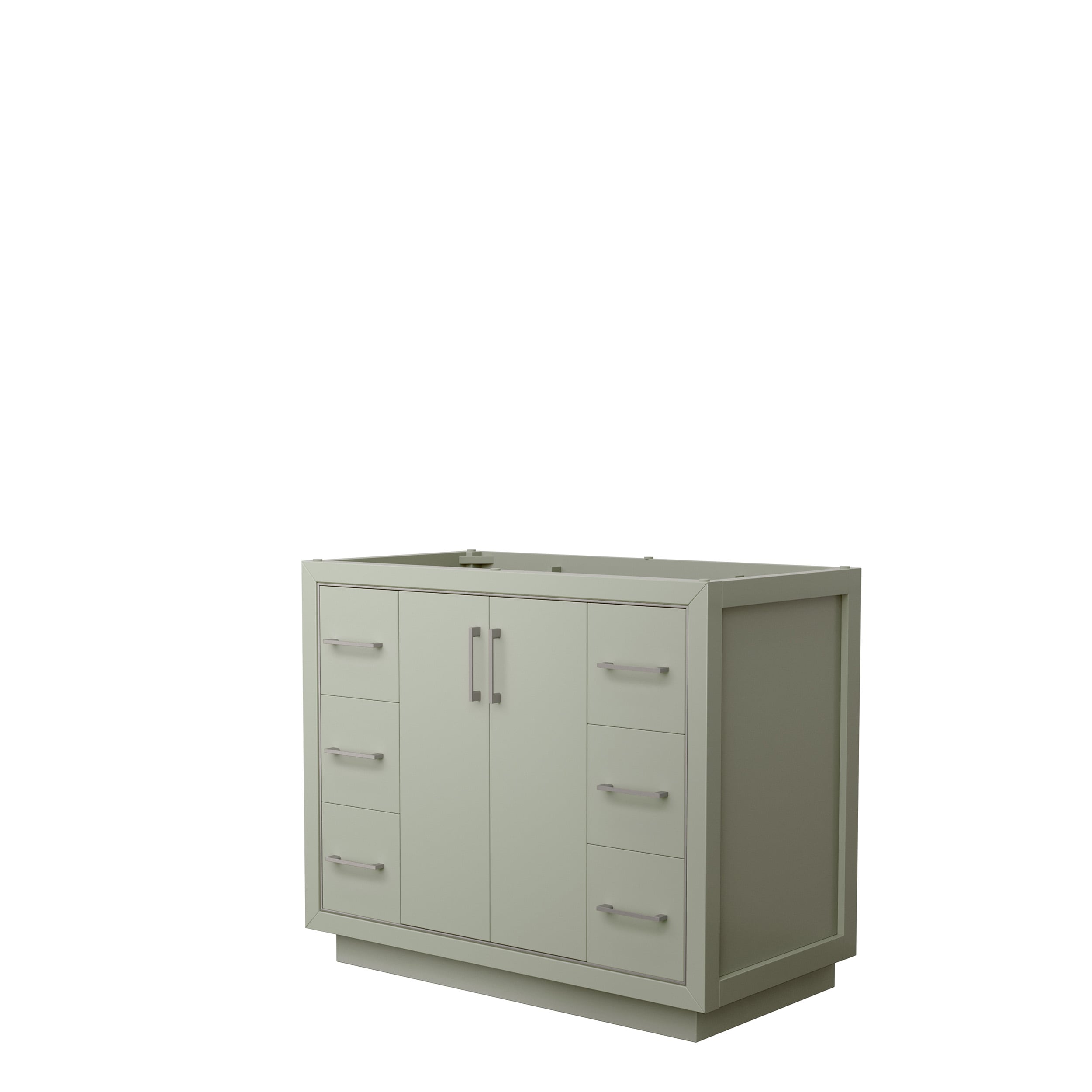 Wyndham Collection WCF111142SLGCXSXXMXX Icon 42-in Light Green with Brushed Nickel Trim Bathroom Vanity Base Cabinet without Top