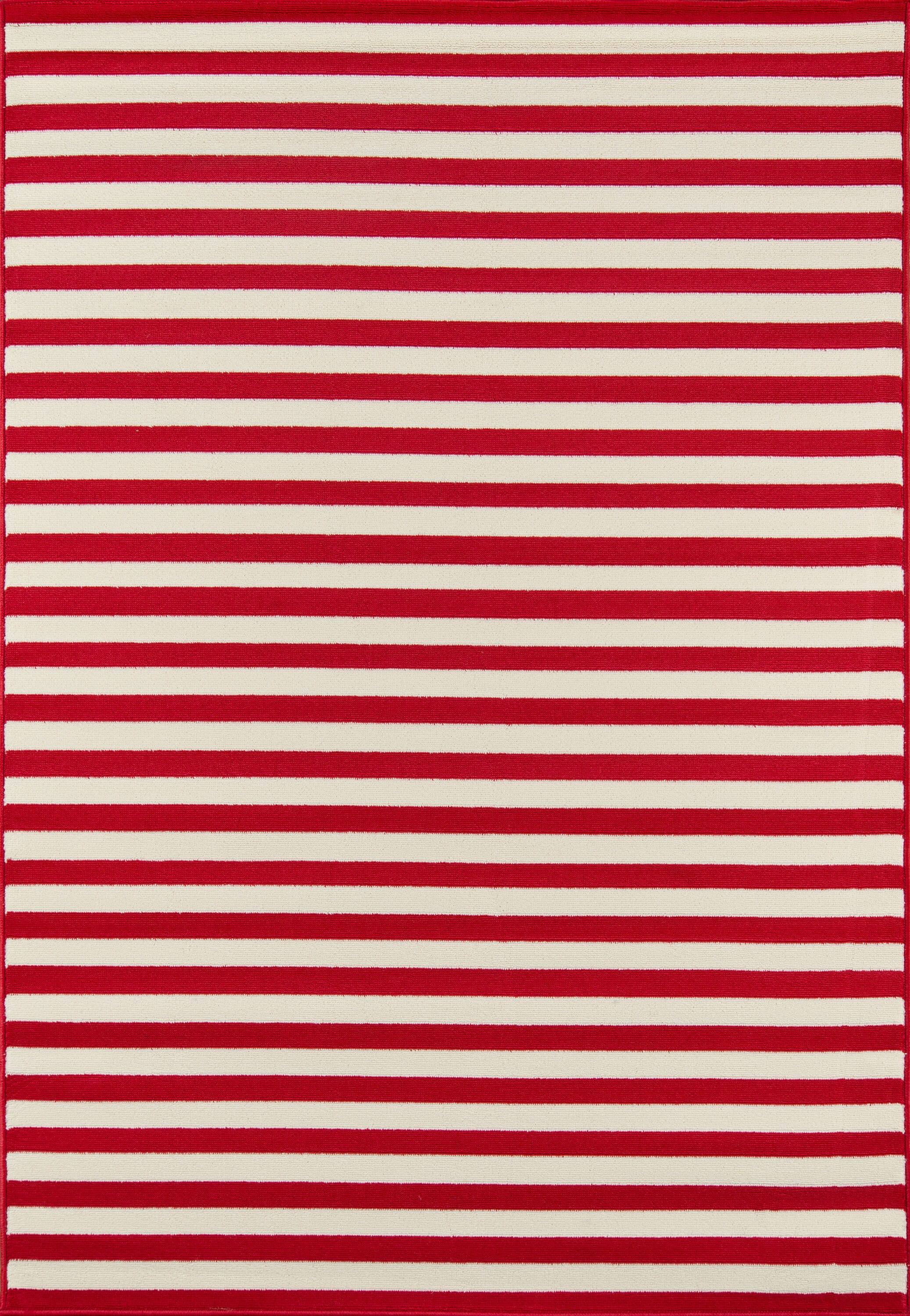 Momeni BAJA0BAJ-1RED7AAA Baja 7 x 10 (ft) Polypropylene Red Rectangular Indoor/Outdoor Stripe Area rug