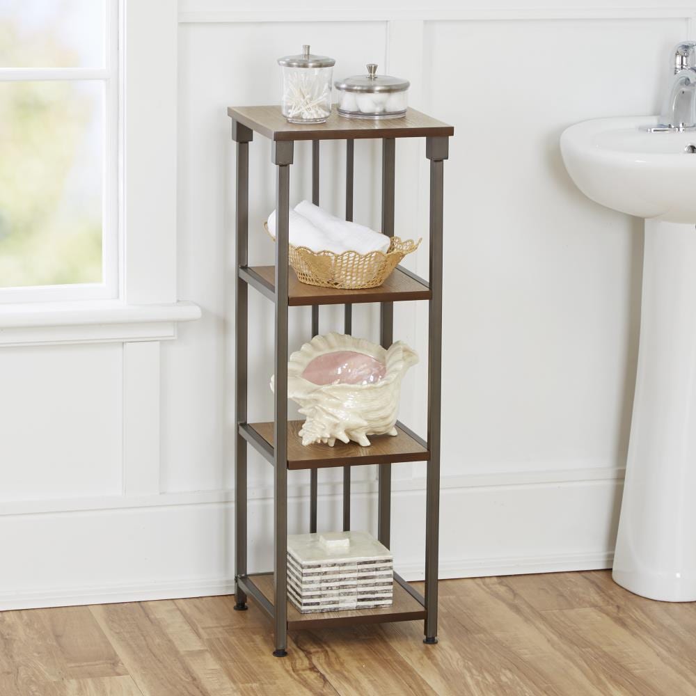 Organize It All Natural Brown 3-Tier Wood Freestanding Corner Bathroom  Shelf (9.12-in x 24.62-in x 9.12-in)