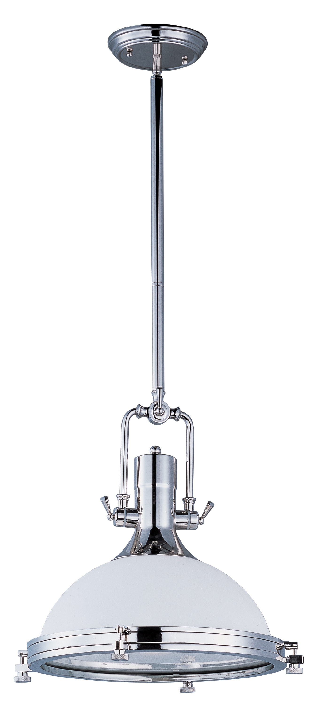 Maxim Lighting 25117SWPN Hi-Bay Polished Nickel Modern/contemporary White glass Dome Medium Hanging Pendant light