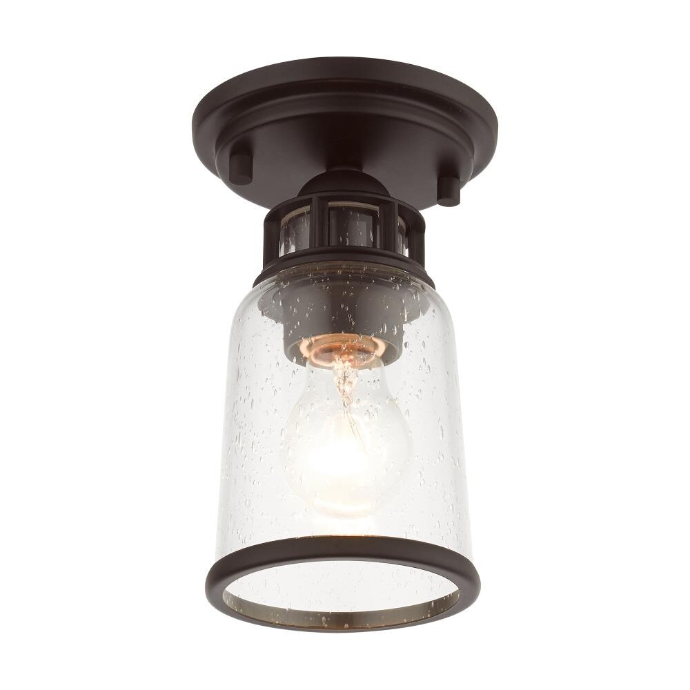 Bronze and Clear Glass Industrial Flush Mount Light