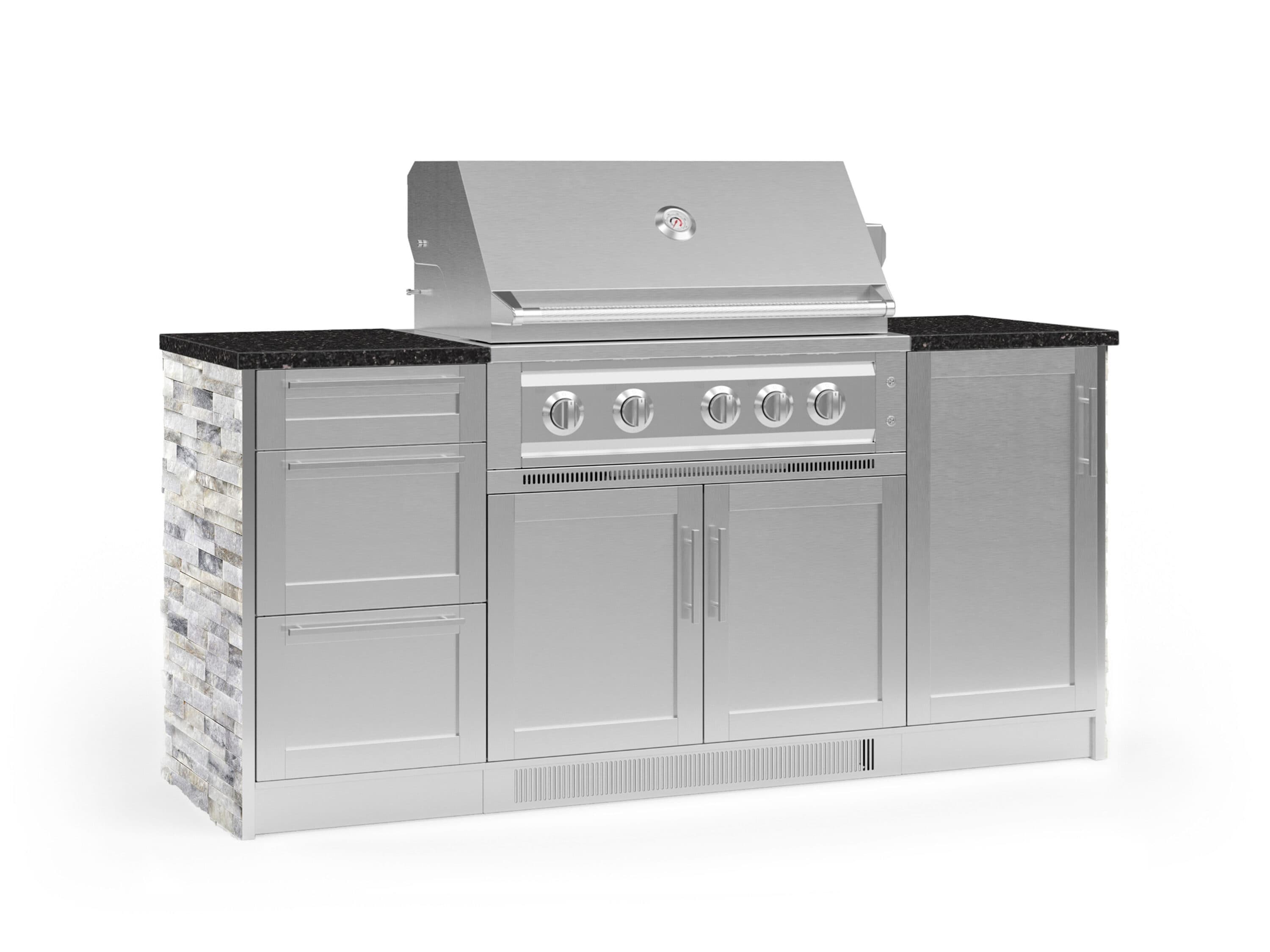NewAge Products 68244 Signature Series Cabinets Platinum Grill 8 -Piece 75.16-in W x 25.5-in D x 51-in H Modular Outdoor Kitchen Set 5 Burners