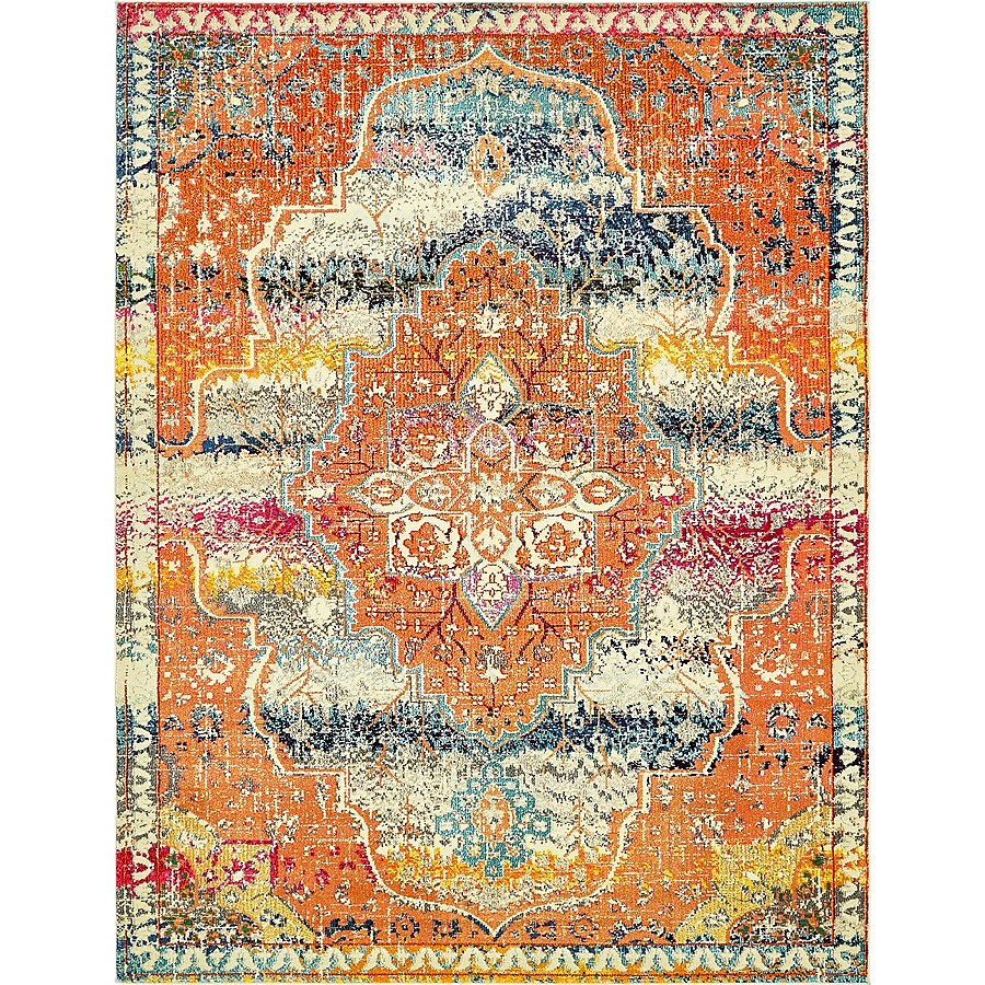 Unique Loom Monet Vita 8 x 8 Multi/Orange Round Indoor Medallion Oriental Area Rug Unique Loom Monet Vita 8 x 8 Multi/Orange Round Indoor Medallion Oriental Area Rug