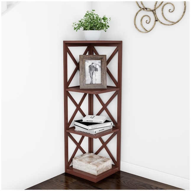 Hastings Home Book Case Brown Wood 3, Casual Home Montego 3 Shelf Corner Bookcase With Doors