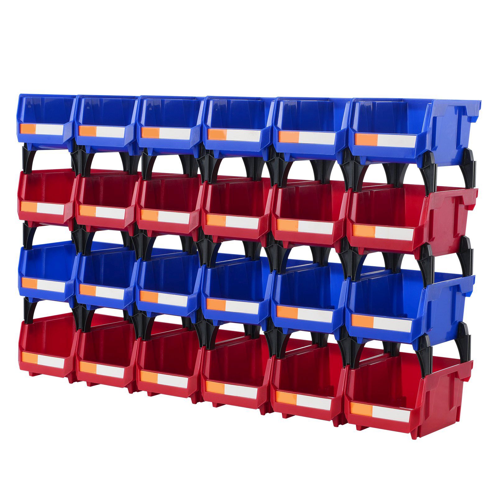 Slickblue Blue and Red PP Plastic Stackable Storage Bins Small Item Sorting Organizer Containers for Garage Office Craft Room Classroom and Hobby Storage 24-Pack