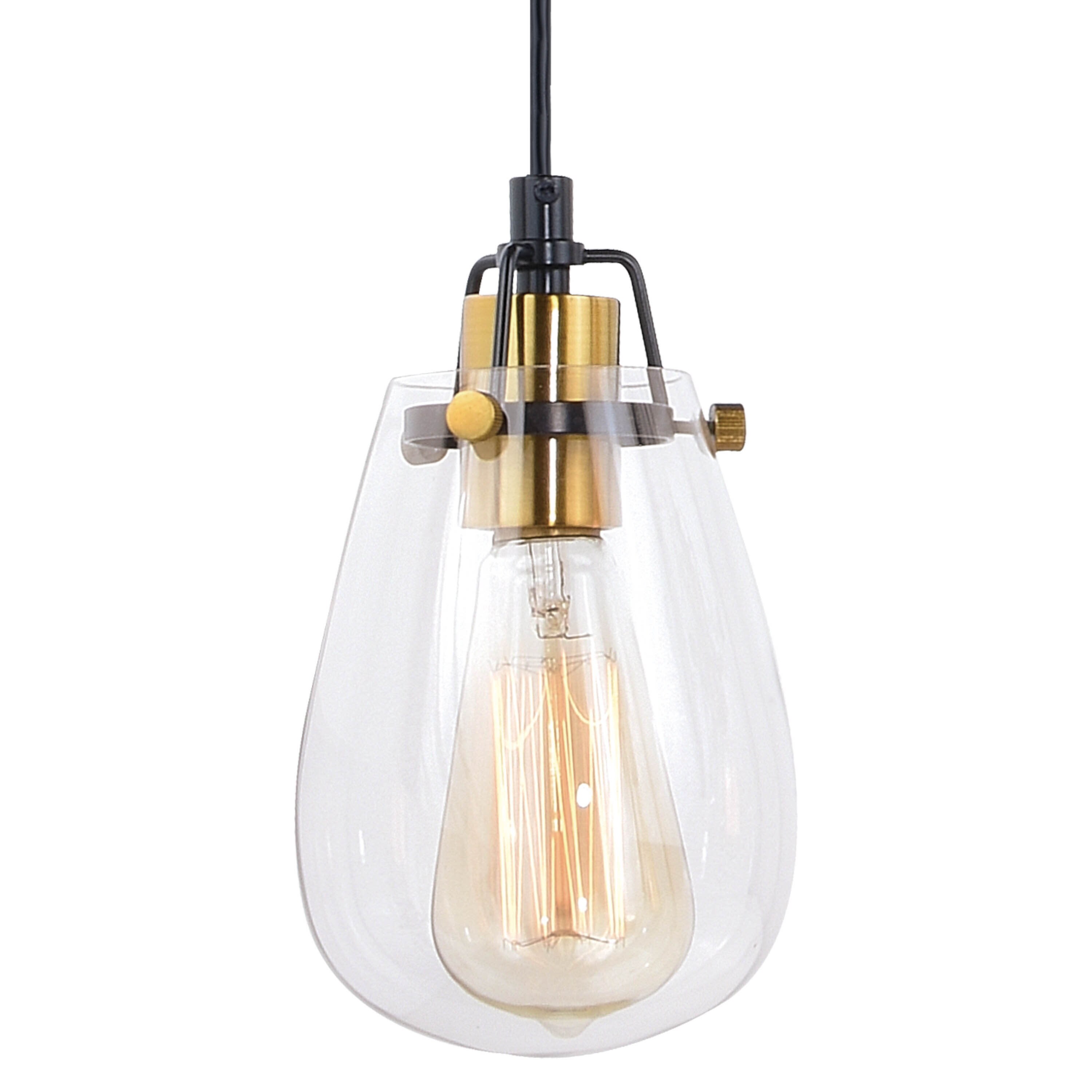 Kassidy 32.5'' Black and Natural Brass Four-Light Indoor/Outdoor Pendant