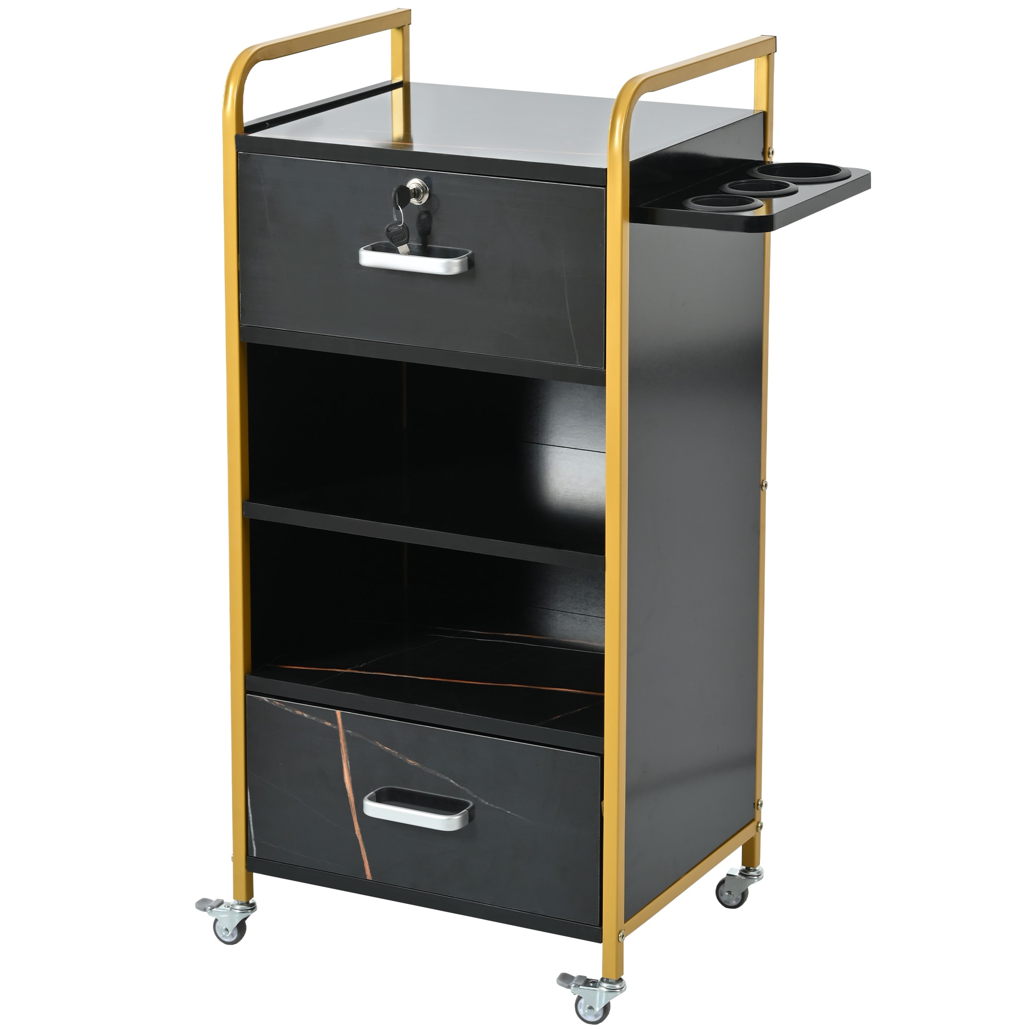Tatayosi Black Locking Salon Storage Cabinet Beauty Barber Salon Styling Station Organizer Equipment #P-DJ-5415AAB