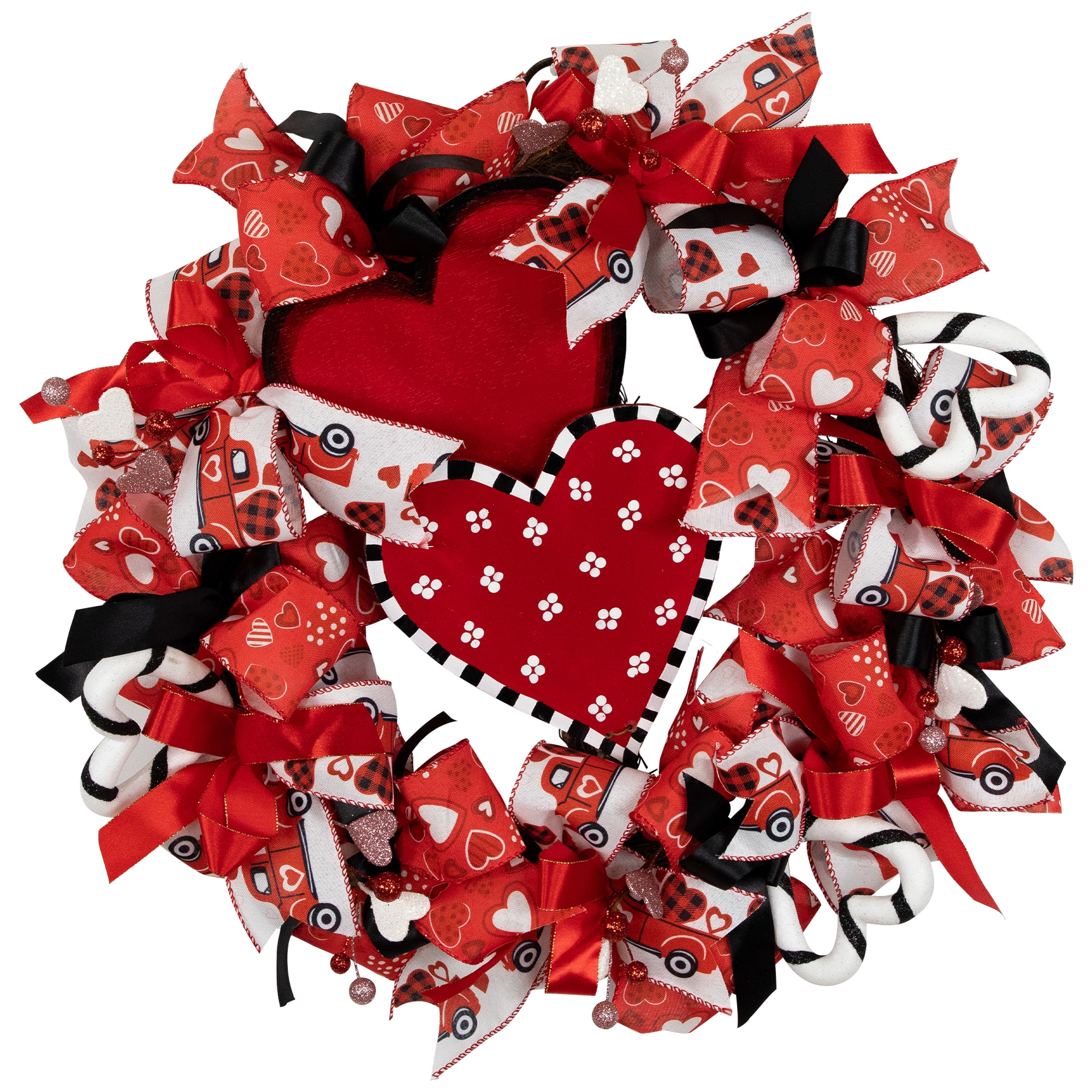 Glitzhome 17 Lighted Valentine's Berry Heart Wreath - Red