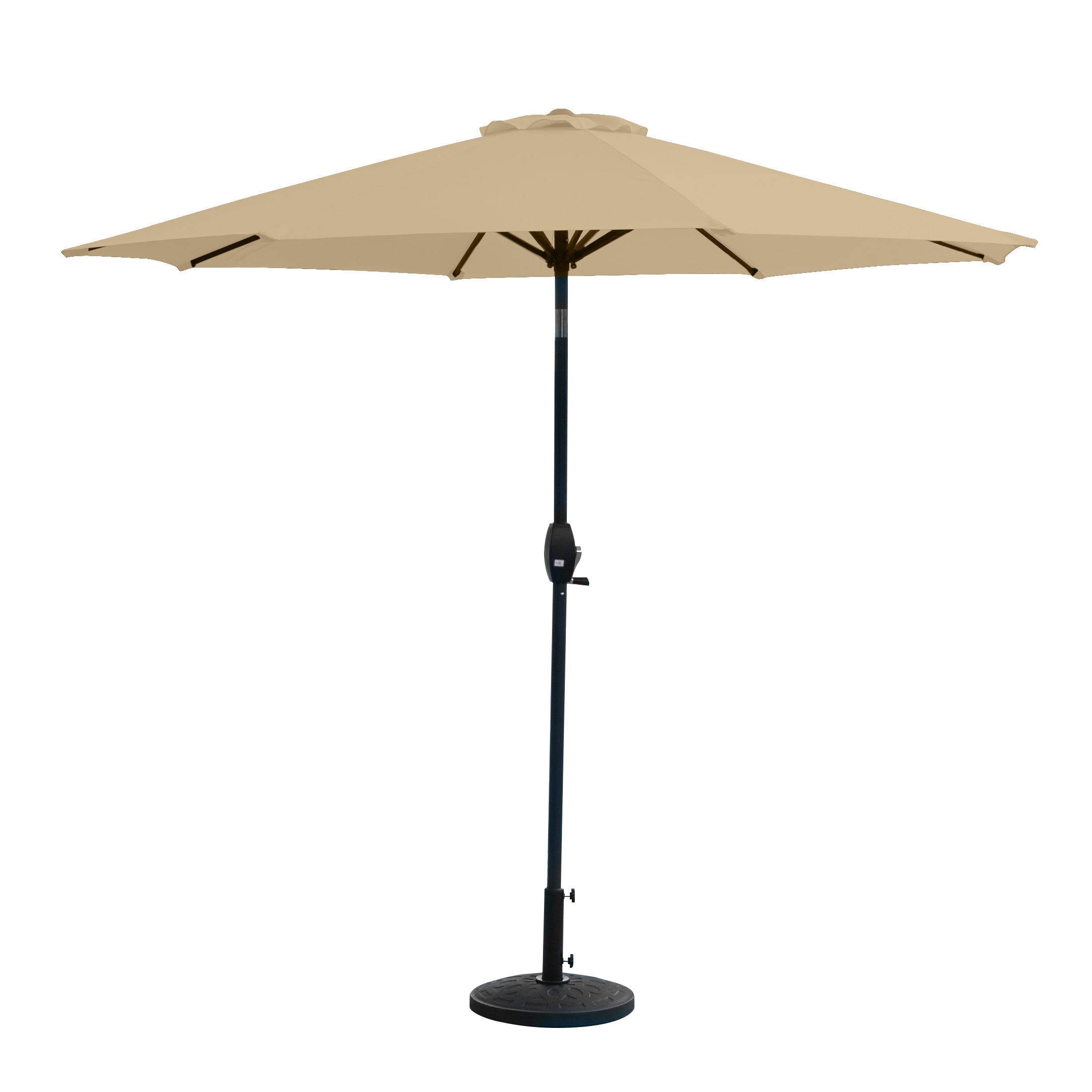 Westin Furniture 9805021-OS5003 9-ft Steel Beige Push-button Tilt Garden Patio Umbrella with Base