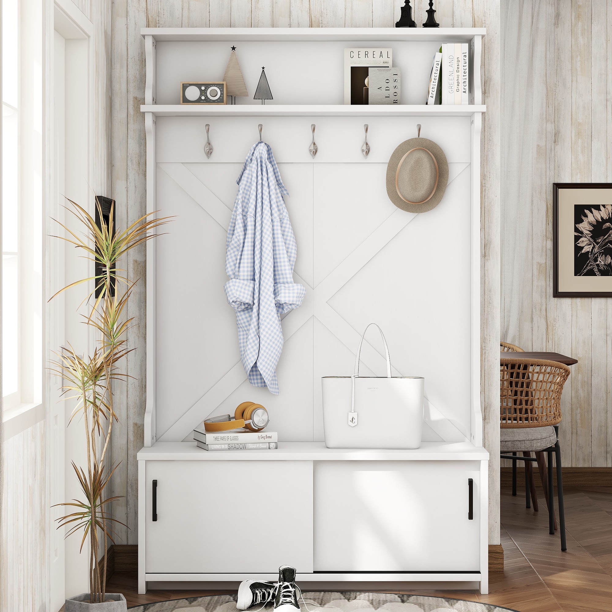Lycvki SC-38 74.8-in H 1 Tier 5 pair White MDF Shoe cabinet